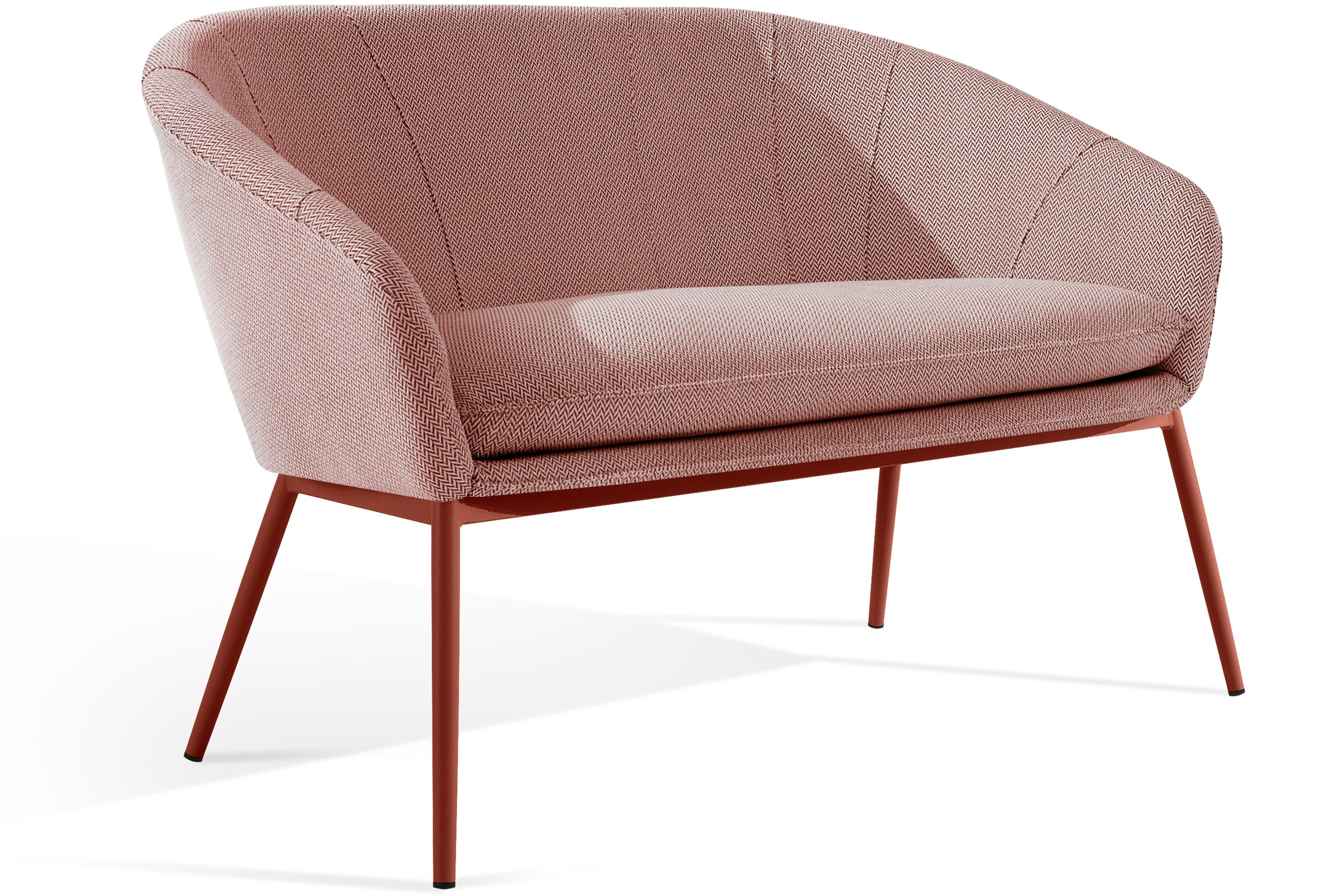 KONSIMO® Loungesofa SOLIS Gartensofa, Gartenmöbel, Sofa 2-Sitzer, hergestellt in der EU, extra bequemer Sitz, fertig montiert, wasserabweisender Stoff, Modern, eisenrot Gestell