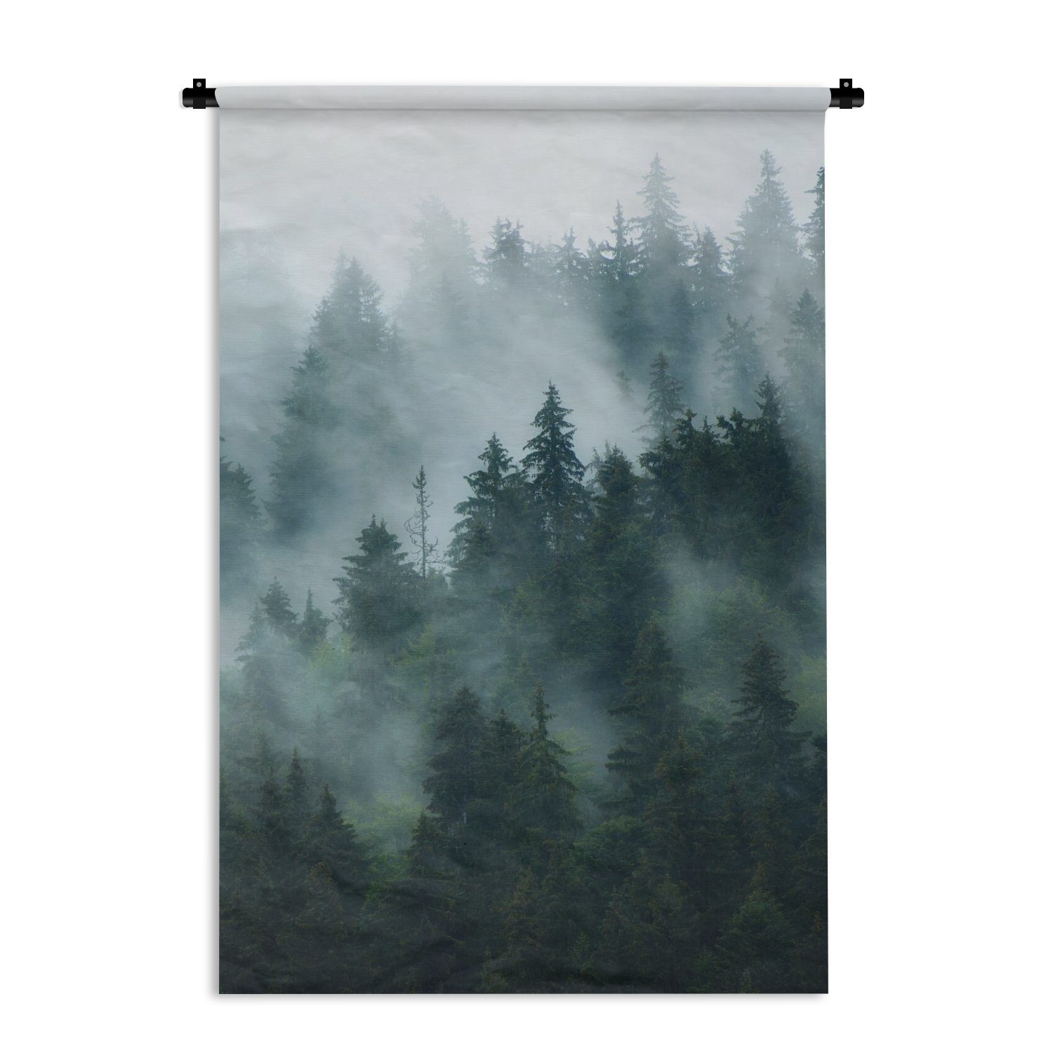 MuchoWow Wanddekoobjekt Nebel - Bäume - Wald, Wanddeko für Wohnzimmer, Schlafzimmer, Kleid, Wandbehang, Kinderzimmer | Wandobjekte