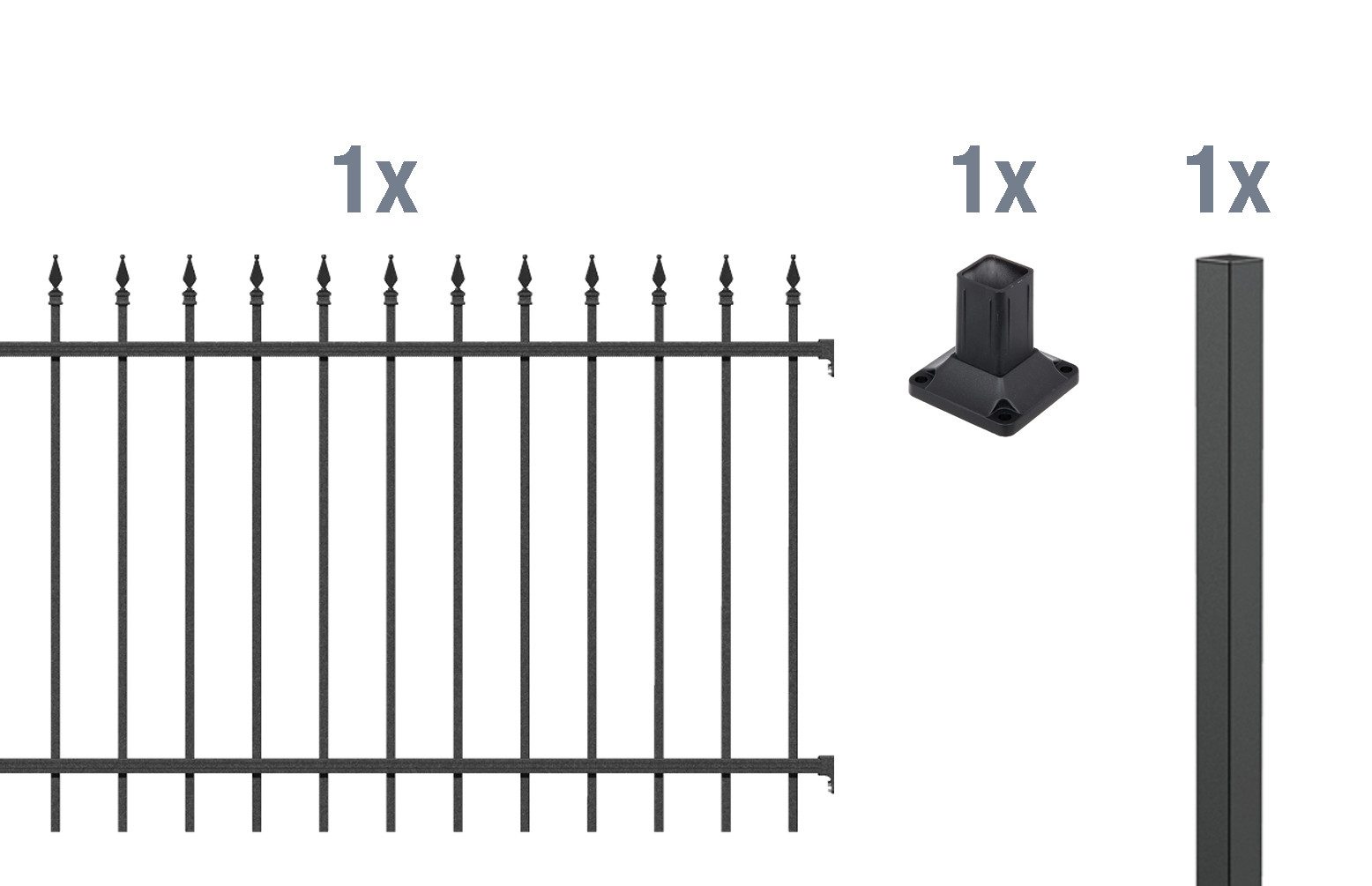 Alberts Metallzaun Alberts 510381 Zaunerweiterungsset Chaussee, zum Aufschrauben, matt-sc, Zaunerweiterungsset Chaussee Dekozaun Gartenzaun, zum Aufschrauben mat