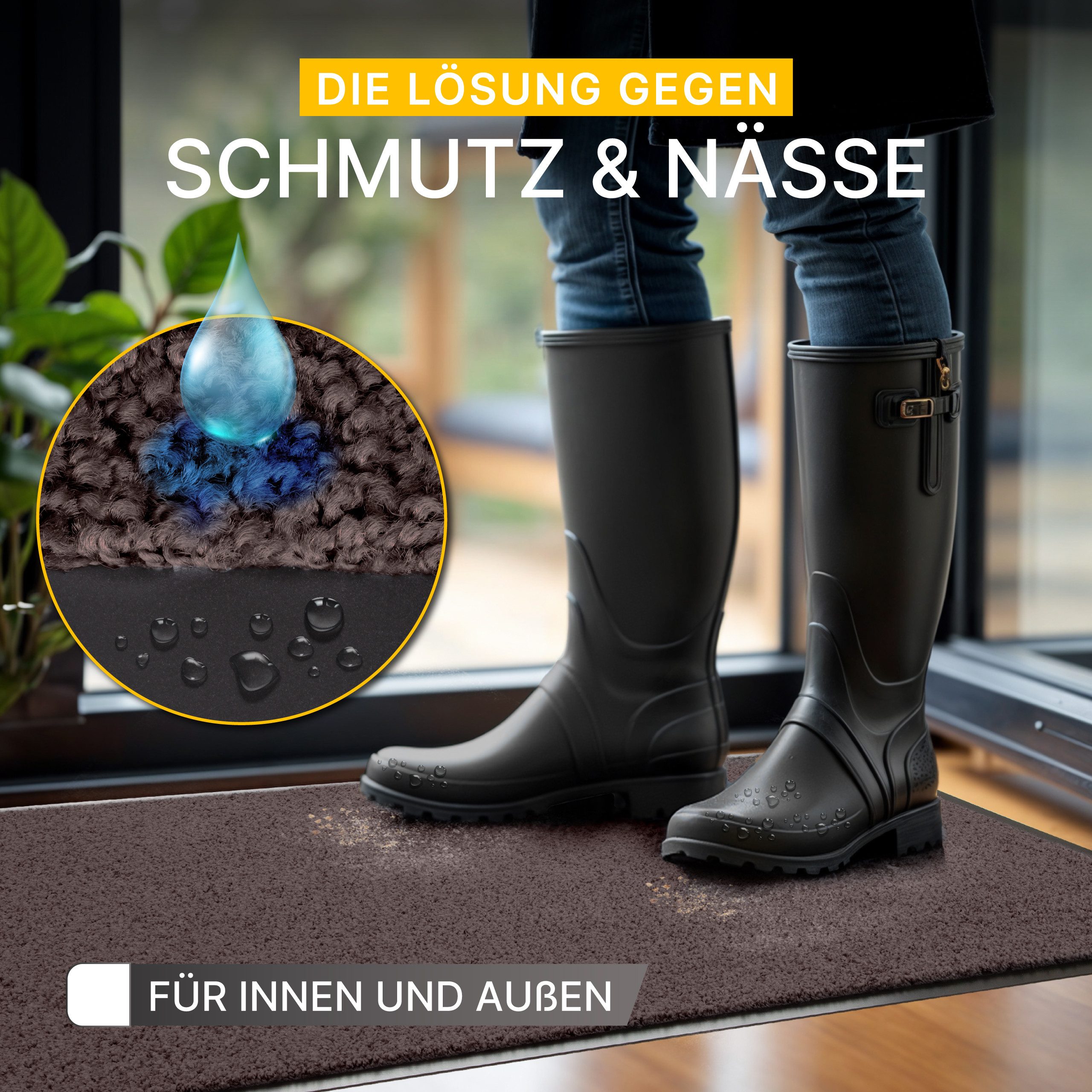 Entrando Fußmatte FIEL, Rechteckig, Höhe: 7 mm, Schmutzfangmatte Innen & Außen waschbar rutschfest dünn saugstark – Bild 3 von 5