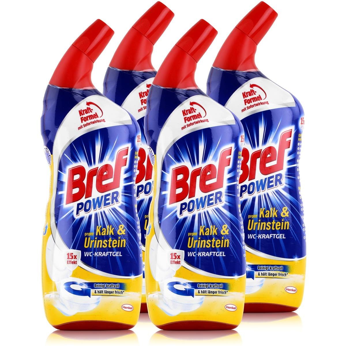 Bref Power WC-Kraftgel gegen Kalk & Urinstein 750ml (4er Pack) WC-Reiniger