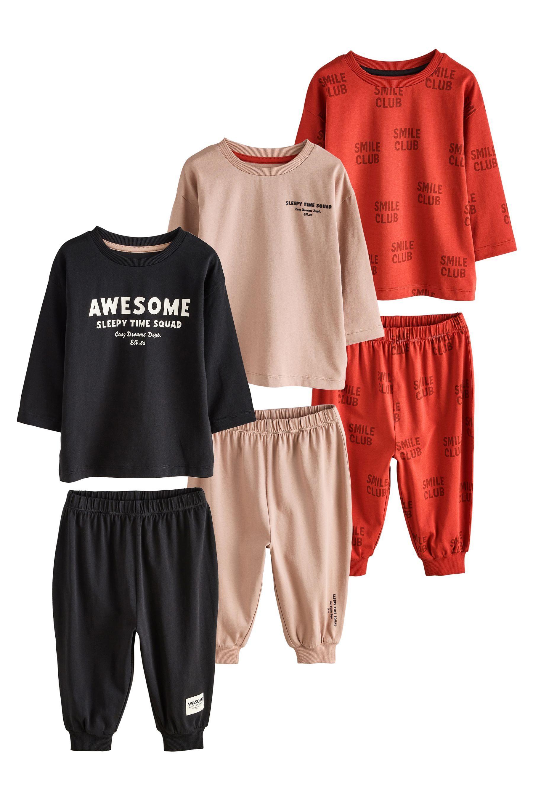 Next Pyjama Schlafanzüg, lange Ärmel und Jogginghose, 3er-Pack (6 tlg)