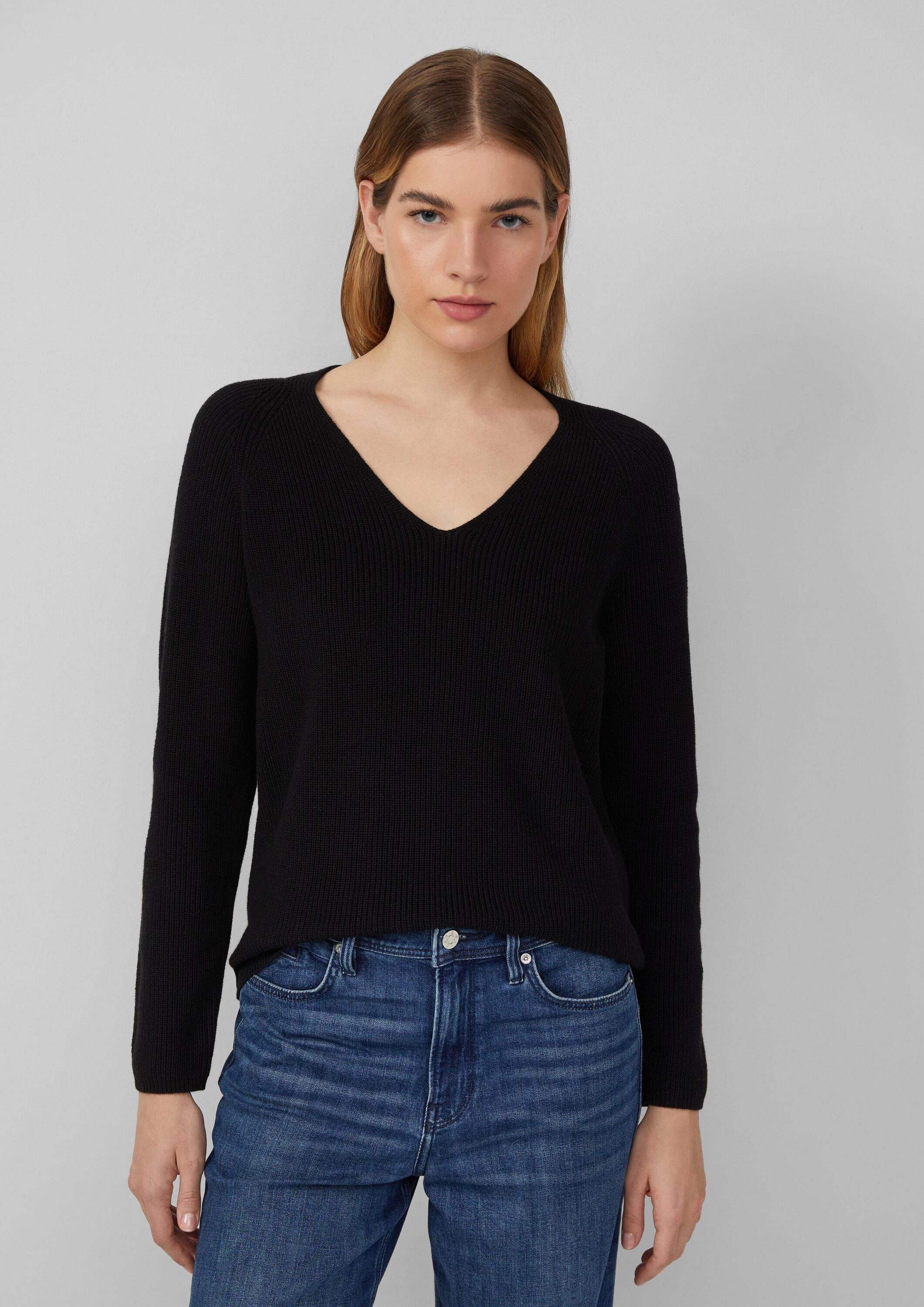 s.Oliver Longpullover Strickpullover Strickpullover aus Baumwollmix mit V-A günstig online kaufen