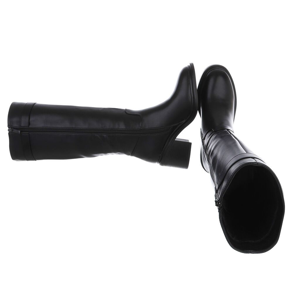 Ital-Design Elegante Damenkniehochstiefel mit modischem Riemen günstig online kaufen