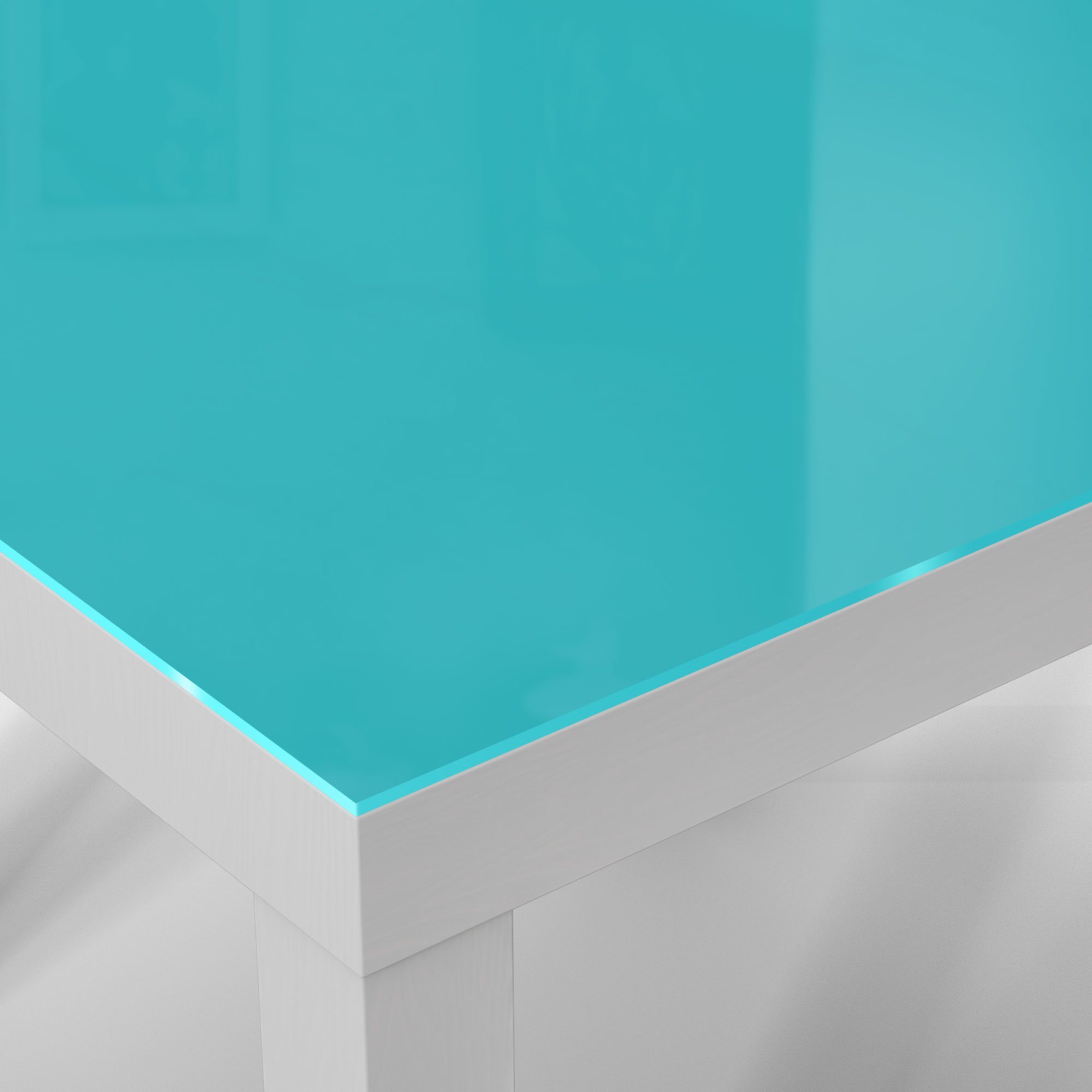 Beistelltisch modern 'Unifarben Glas Türkis', Weiß DEQORI Couchtisch - Glastisch