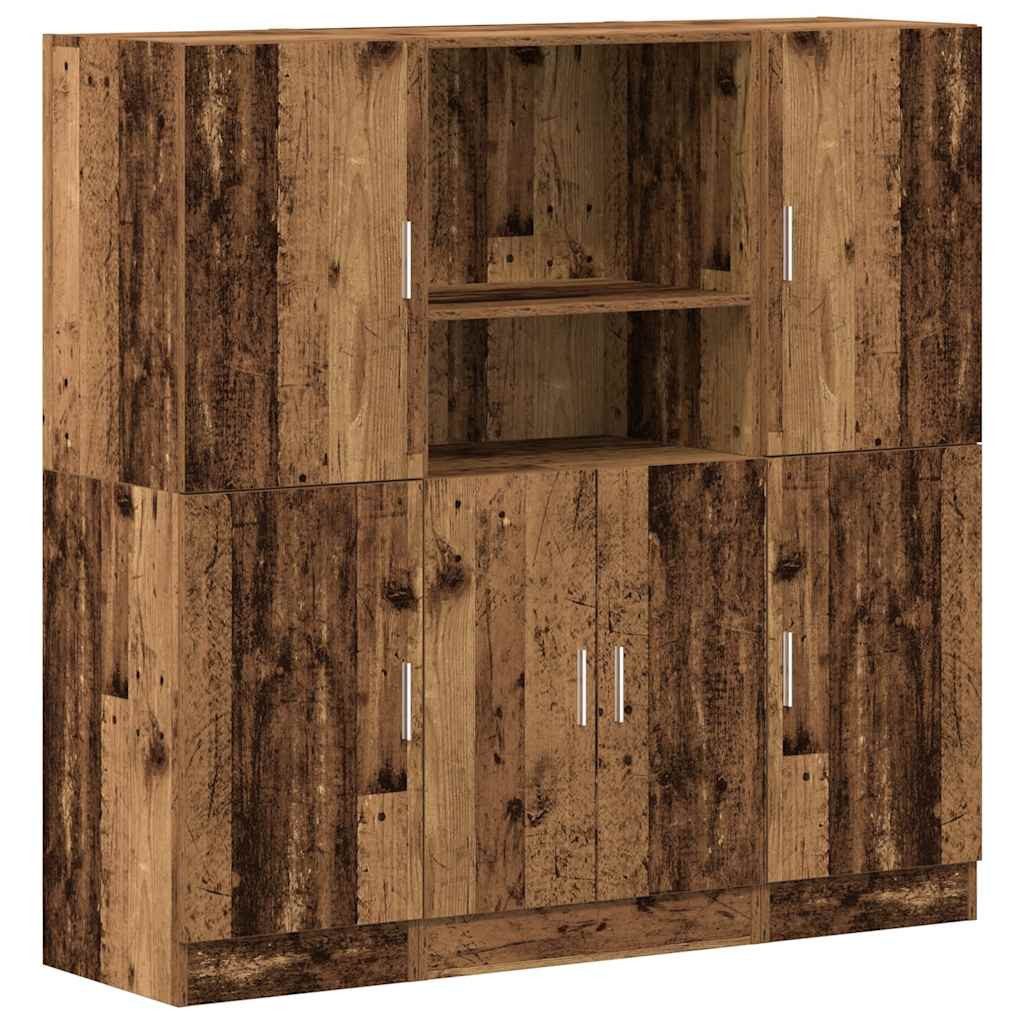 vidaXL Regal 3-tlg. Küchenschrank-Set Altholz-Optik Holzwerkstoff, günstig online kaufen
