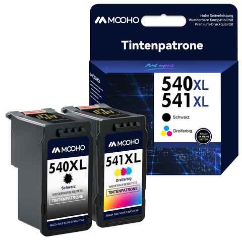 MOOHO 540XL PG-540XL Tintenpatrone (1x Schwarz+1x Farbe für Canon 540 xl 541 xl, Pixma MG2150 2250 4150 4250 MX375 395 435 455)