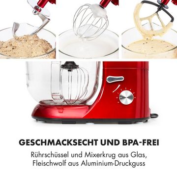 Klarstein Küchenmaschine mit Kochfunktion Lucia Rossa 2G, 2000 W, 5 l Schüssel, Knetmaschine Teigmaschine Teigknetmaschine Rührmaschine Fleischwolf