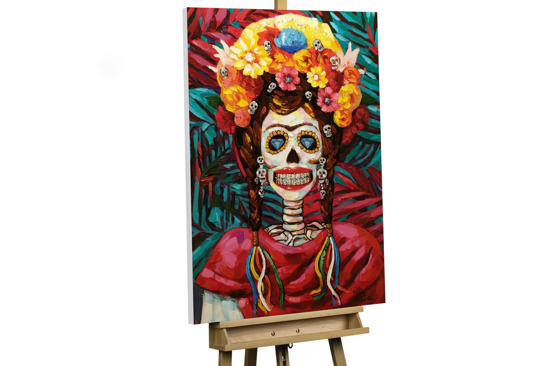 KUNSTLOFT Gemälde Prinzessin aus Mexiko 70x100 cm, Leinwandbild 100% HANDGEMALT Wandbild Wohnzimmer