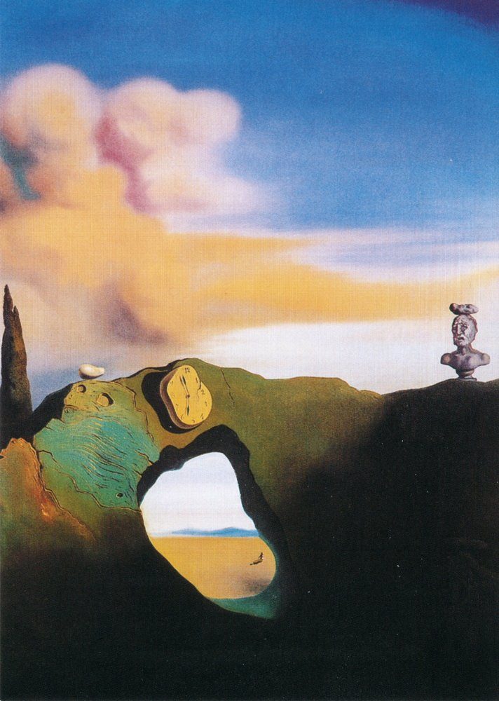 Postkarte Kunstkarte dreieckige "Die Stunde" Dalí Salvador
