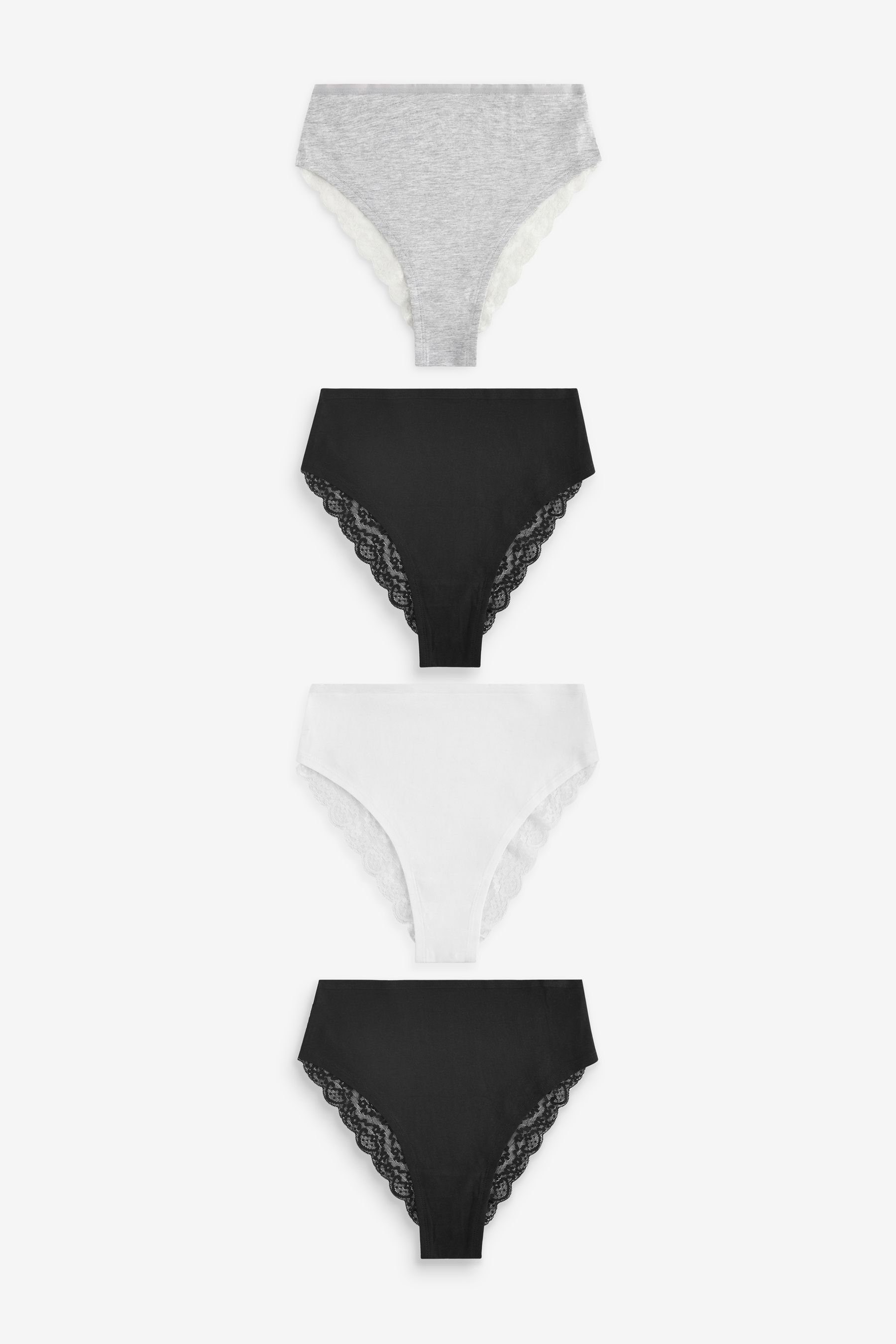 High-Waist-Slip Hochbund-Spitzenslips 4er-Pack, hoher Beinschnitt