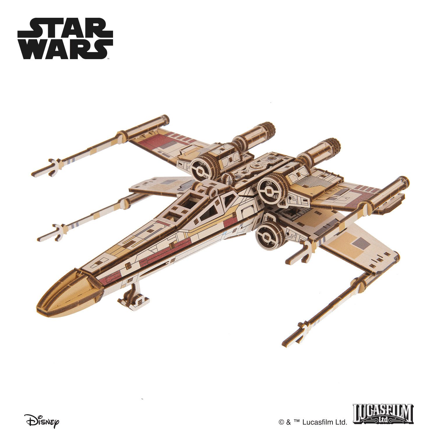 UGEARS Modellbausatz Ugears Star Wars® - Luke Skywalker's X-Wing Starfighter Mechanisches, Maßstab 1:72, (455-tlg)