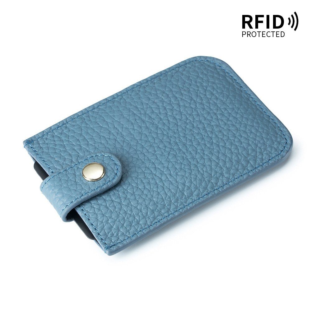 VIVIHEYDAY Geldbörse Kartenetui aus Leder, Echtleder Mini Geldbörse mit RFID Schutz, Damen-Etuis Denim Blau