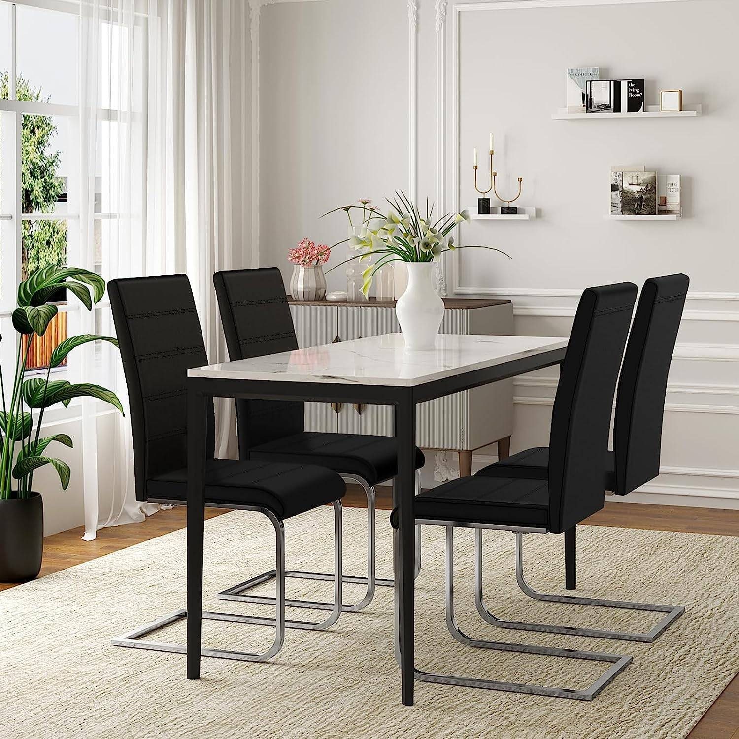 Woltu Freischwinger (Set, 4 St), mit hoher Rückenlehne Kunstlederbezug bis günstig online kaufen