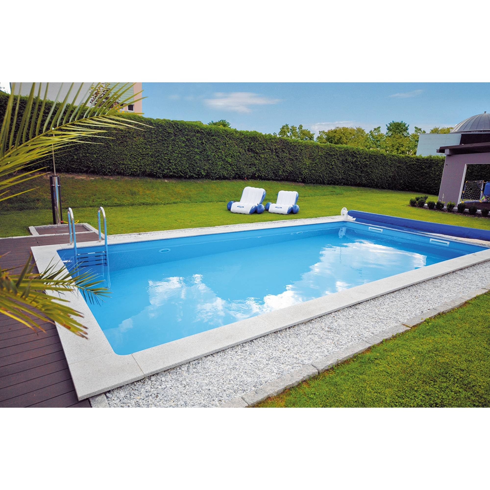 KWAD Rechteckpool KWAD Styropor Pool de Luxe mit Edelstahlleiter (Komplett-Set), Langlebige Styroporsteine