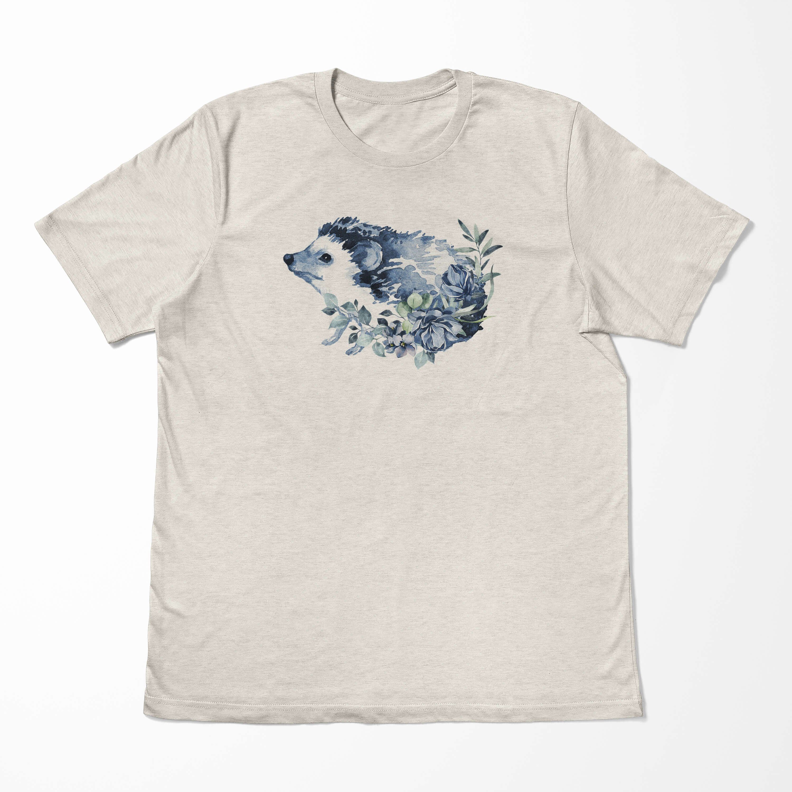 Sinus Art Bio-Baumwolle Igel T-Shirt Herren erneuer (1-tlg) aus Motiv gekämmte 100% Aquarell Shirt T-Shirt Ökomode Nachhaltig