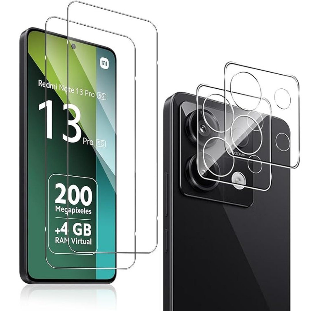 SmartUP Displayschutzglas 2X Schutzglas für Xiaomi Redmi Note 13 Pro 5G Panzerfolie Kamera Full, Panzerfolie