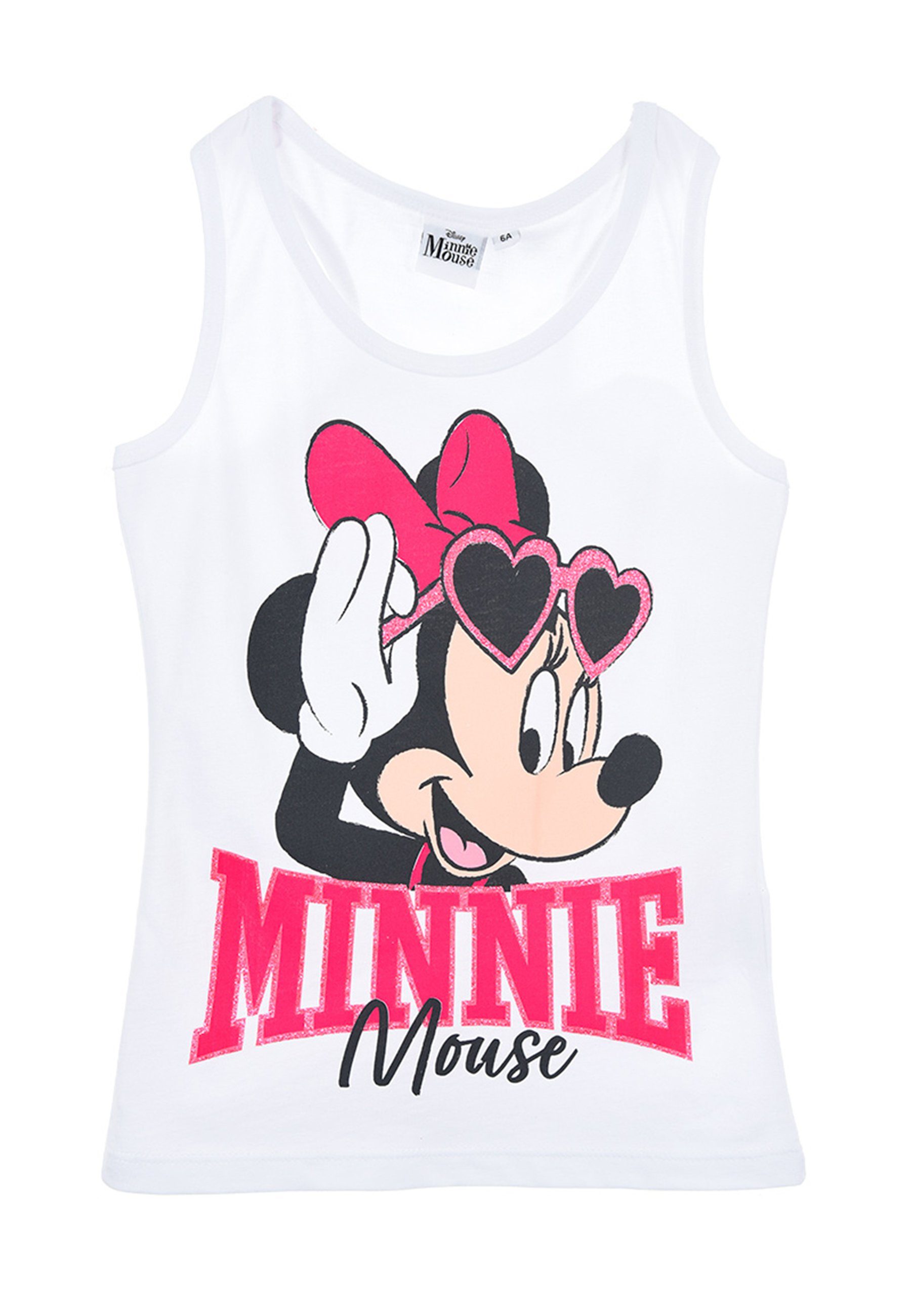 Disney Minnie Mouse Muskelshirt Mädchen Shirt Sommer Top Kinder Träger-Shirt Weiß