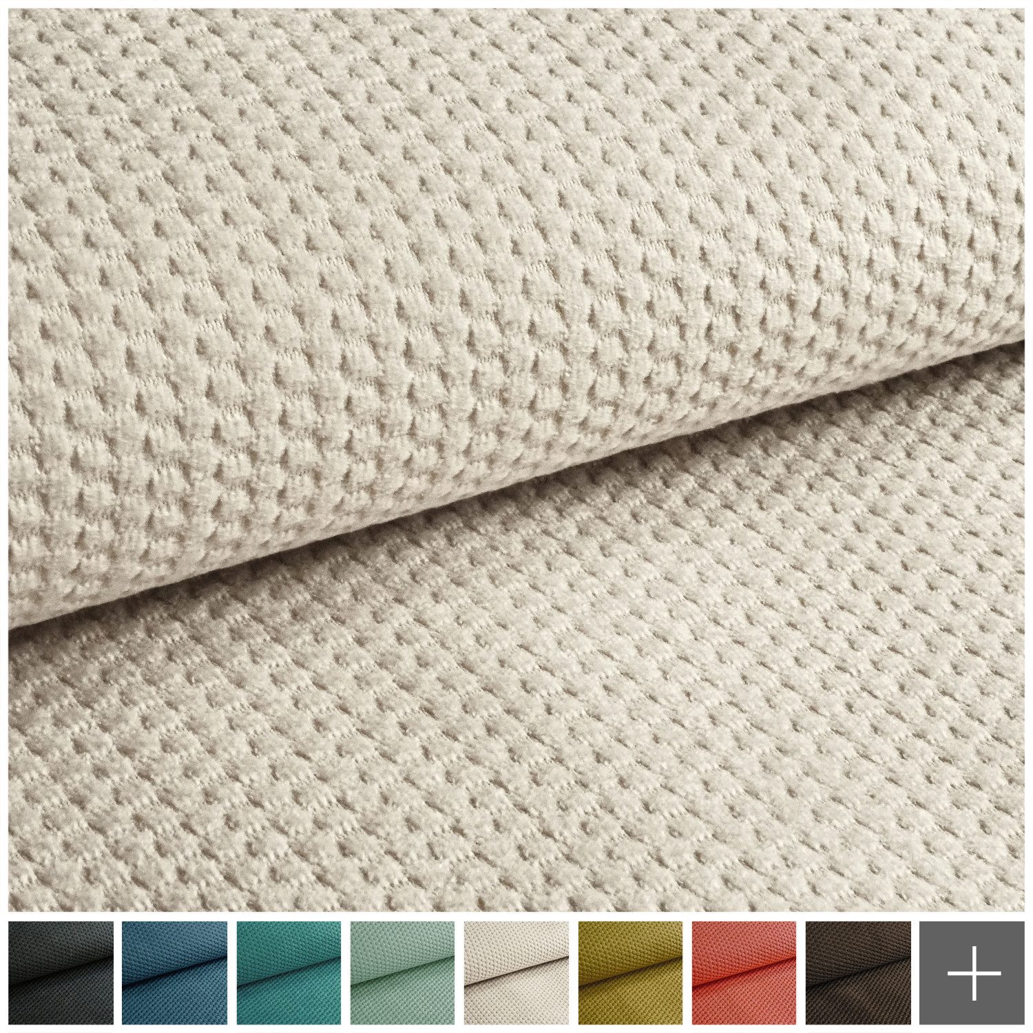 novely® Stoff MAKAO Ultraweicher Polsterstoff Velours mit Wabenstruktur, Strapazierfähig, Kuschelweich, Meterware, 1lfm