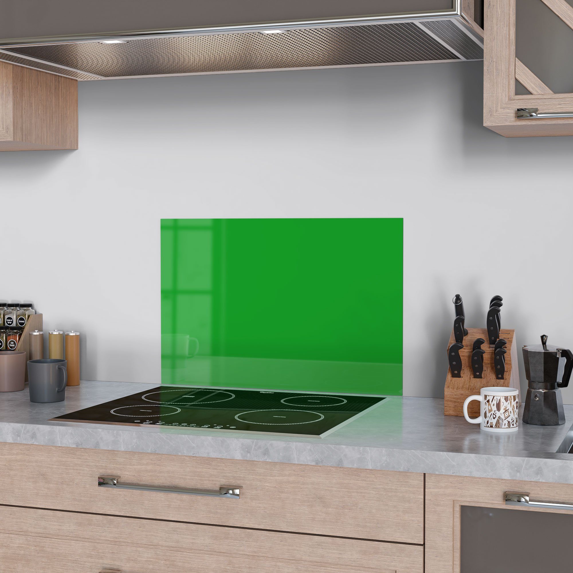 Spritzschutz Glas Badrückwand Mittelgrün', 'Unifarben - DEQORI Herdblende Küchenrückwand