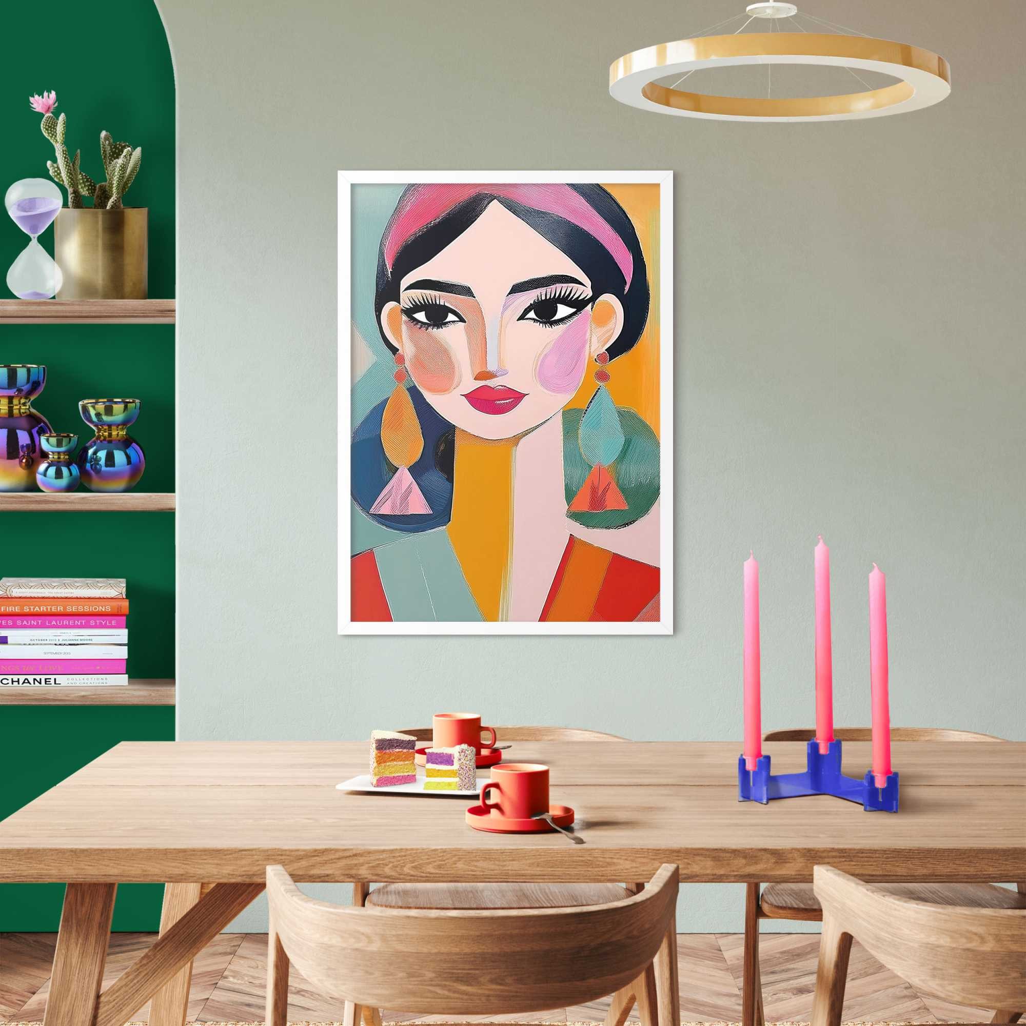 Reinders! Poster Farbenfrohe Frau, Wohnzimmer - Mehrfarbig - MDF - Abstrakt - 50x70 cm