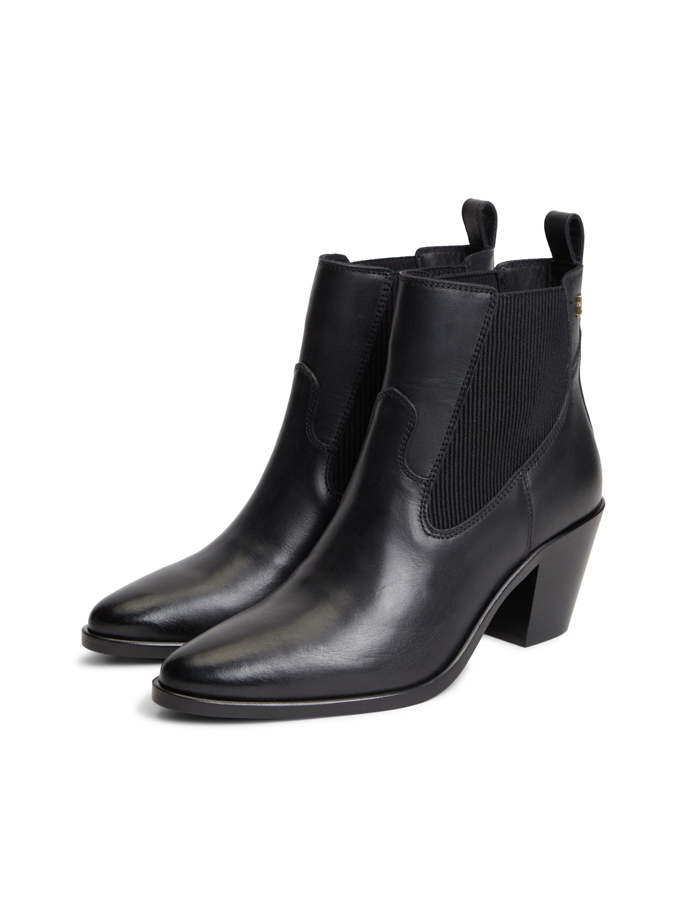 Tommy Hilfiger LEATHER WESTERN CHELSEA BOOT Chelseaboots Trichterabsatz, Westernboots, Cowboystiefelette mit TH-Logoemblem