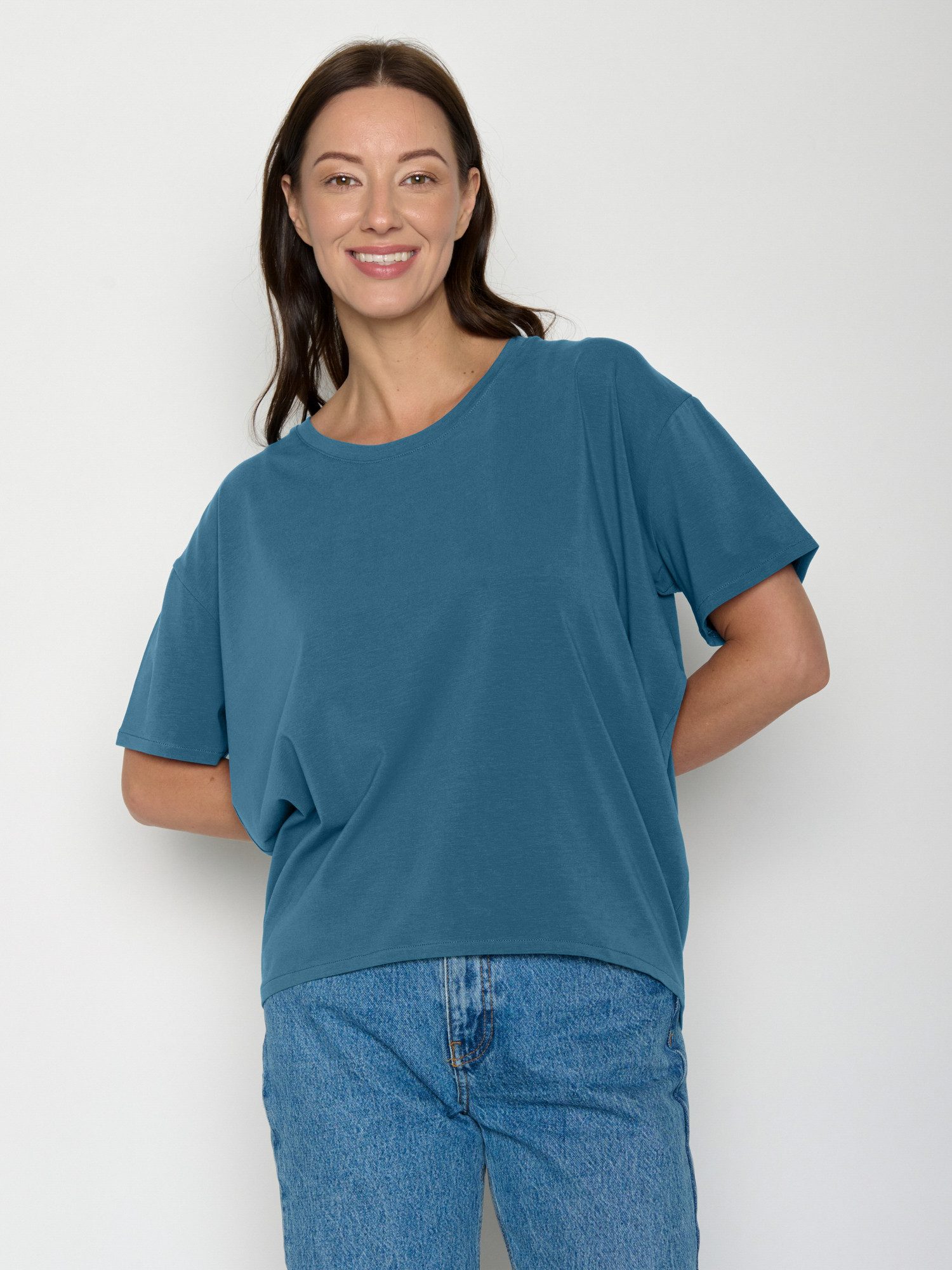 GreenBomb T-Shirt Feel Basic Motiv Basic (1-tlg., 1) lockerer Schnitt, leichter Fall, vorne kürzer als hinten