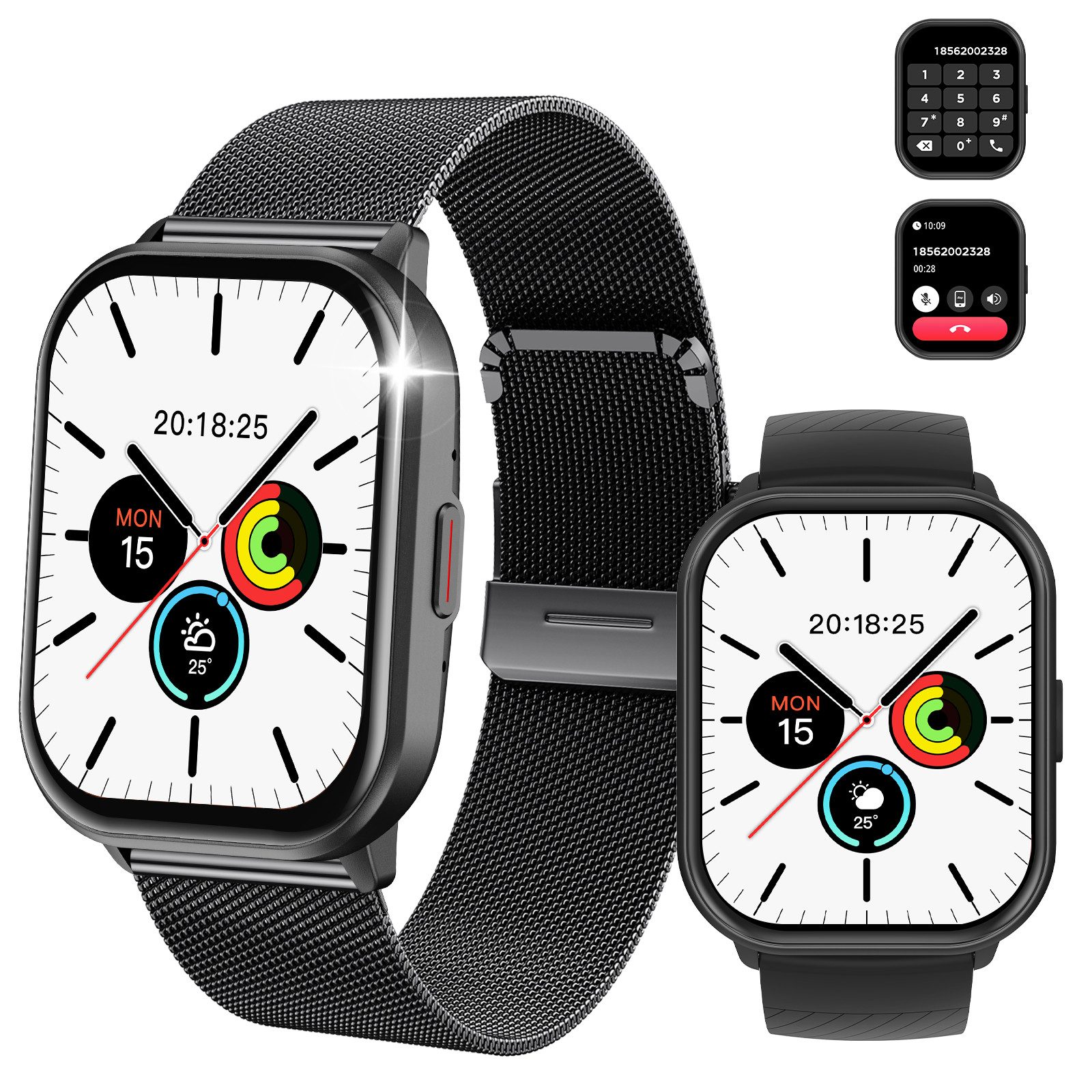 Yuede Smartwatch Damen Herren, Neueste Fitness Uhr mit Anruffunktion Smartwatch (1,83 Zoll), Fitness Tracker Armbanduhr mit Schrittzähler, Blutsauerstoff, Blutdruckmessung, Schlafüberwachung, AI Voice und SNS-Benachrichtigung etc., Bluetooth 5.3 Sportuhr, IP67 wasserdicht, unterstützt 120+ Sportmodi, verfügbar für Android 5.0+ / iOS 9.0+