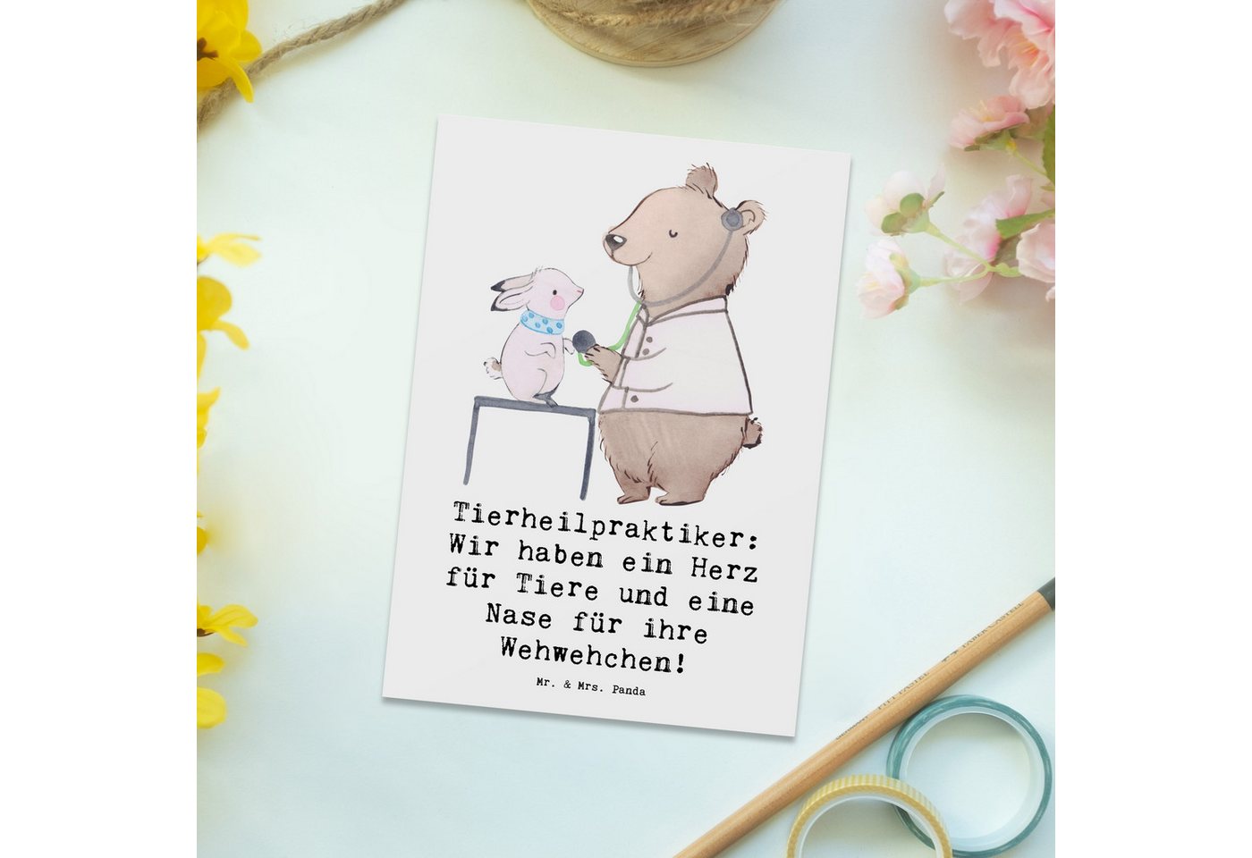 Thumbnail - Mr. & Mrs. Panda Postkarte Tierheilpraktiker: Wir haben ein Herz für Tiere und eine Nase für ihr