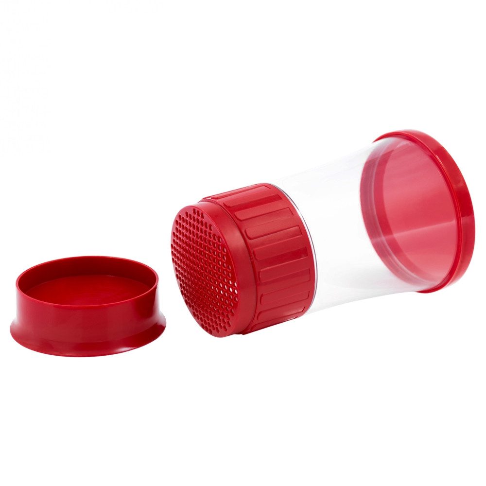 Doraplast Puderzuckerstreuer Puderzuckermühle Weinrot, Feine Dosierung ohne Verkleben oder Klumpen, Gleichmäßiges Bestäuben