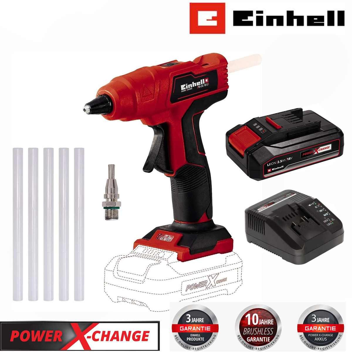 Einhell Heißklebepistole Akku-Heißklebepistole TE-CG 18 Li - mit Akku 2,5 Ah, Ladegerät