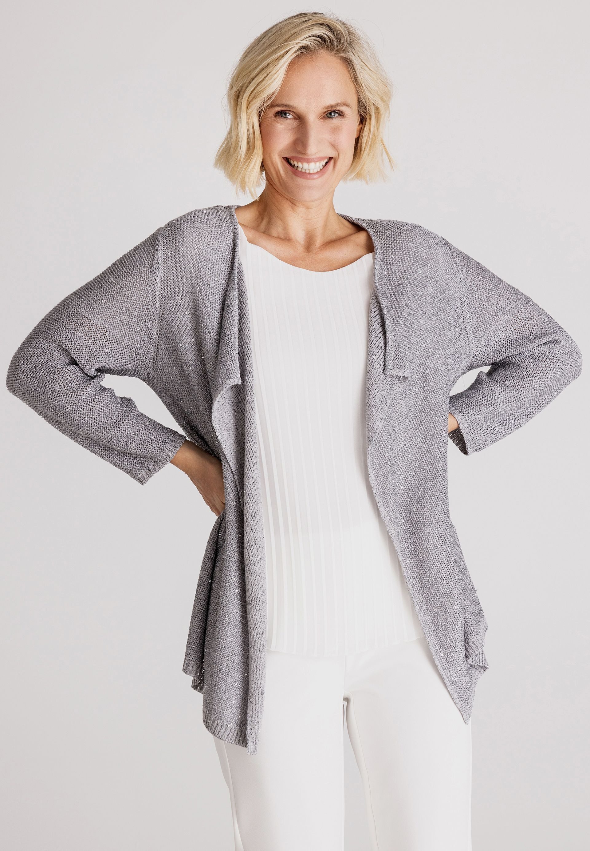 FRANK WALDER Strickjacke mit Wasserfallkragen