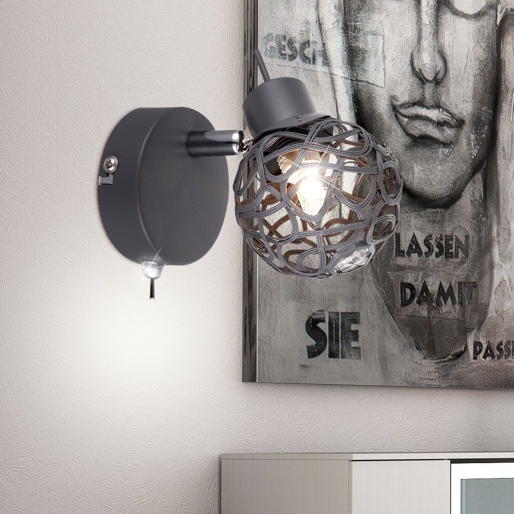 etc-shop LED Wandleuchte, Bettlampe schwarz Leuchtmittel 2x Schlafzimmer inklusive, nicht Retro Wandlampe Leselampe