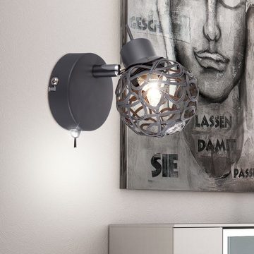 etc-shop LED Wandleuchte, Leuchtmittel nicht inklusive, 2x Wandlampe Schlafzimmer Bettlampe Retro Leselampe schwarz