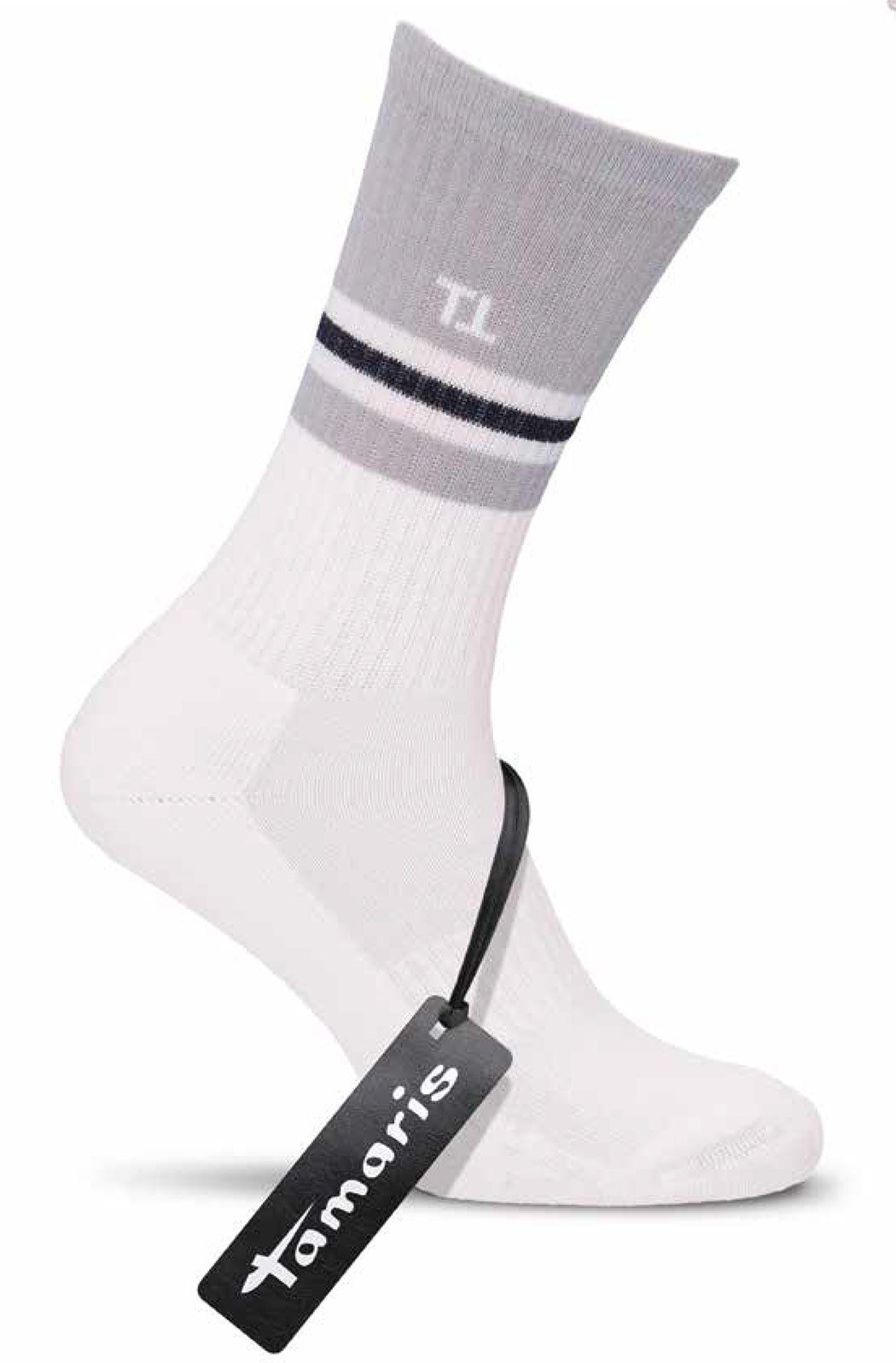 Tamaris Langsocken Tennis Socken (Spar-Pack, 2-Paar, 2 Paare) aus hautfreundlicher Baumwolle white.grau
