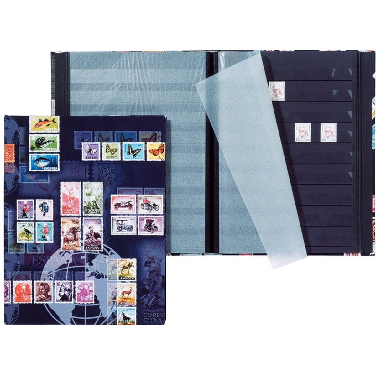 PAGNA Fotoalbum Briefmarkenalbum Porto A4 16 Seiten schwarze Blätter