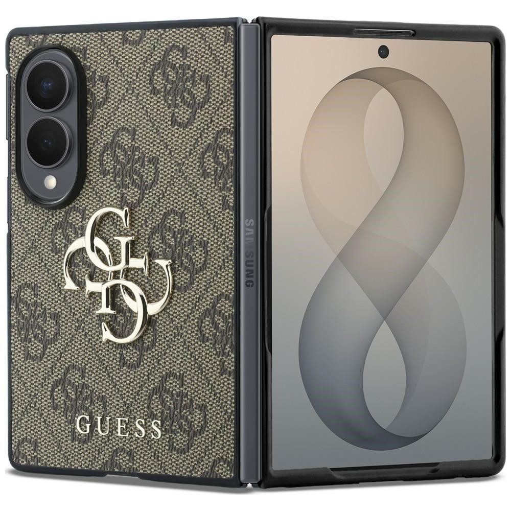 Guess Handyhülle Galaxy Z Fold 8 Case Kunstleder rosa braun grau Big Logo goldfarben 7,6 Zoll, Kantenschutz
