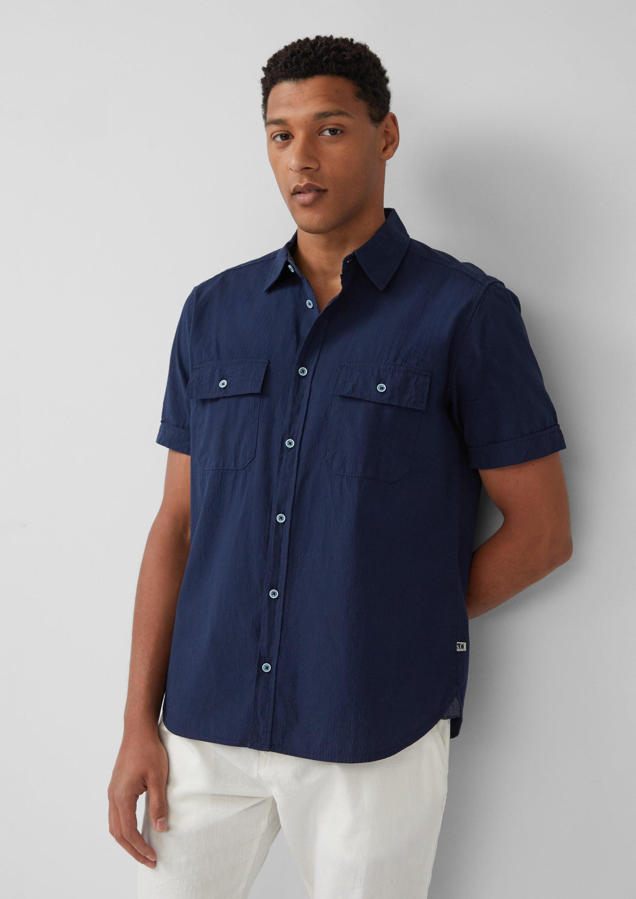 s.Oliver Kurzarmhemd Hemd Regular Fit: Kurzarmhemd mit Strukturstreifen und günstig online kaufen