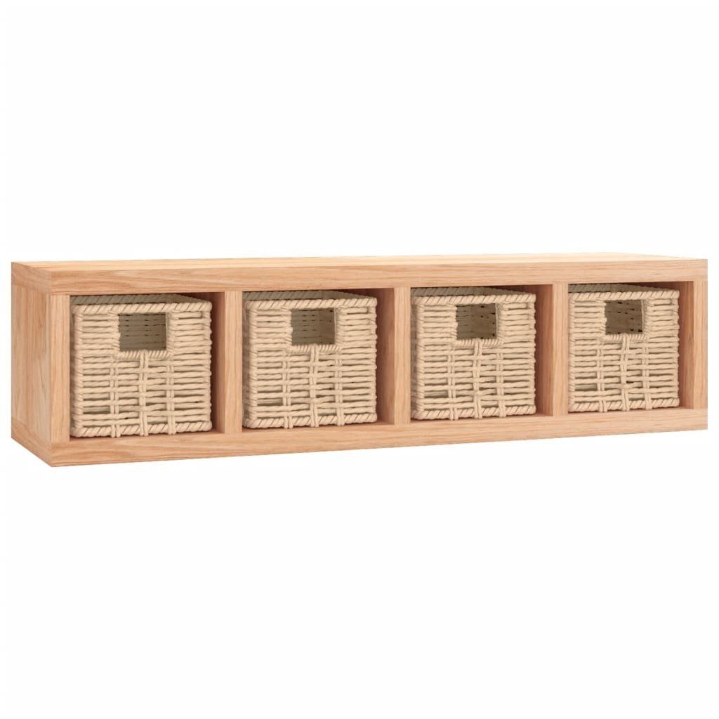Wandregal Wandregal mit Körben 62x18x16 cm Massivholz Nussbaum
