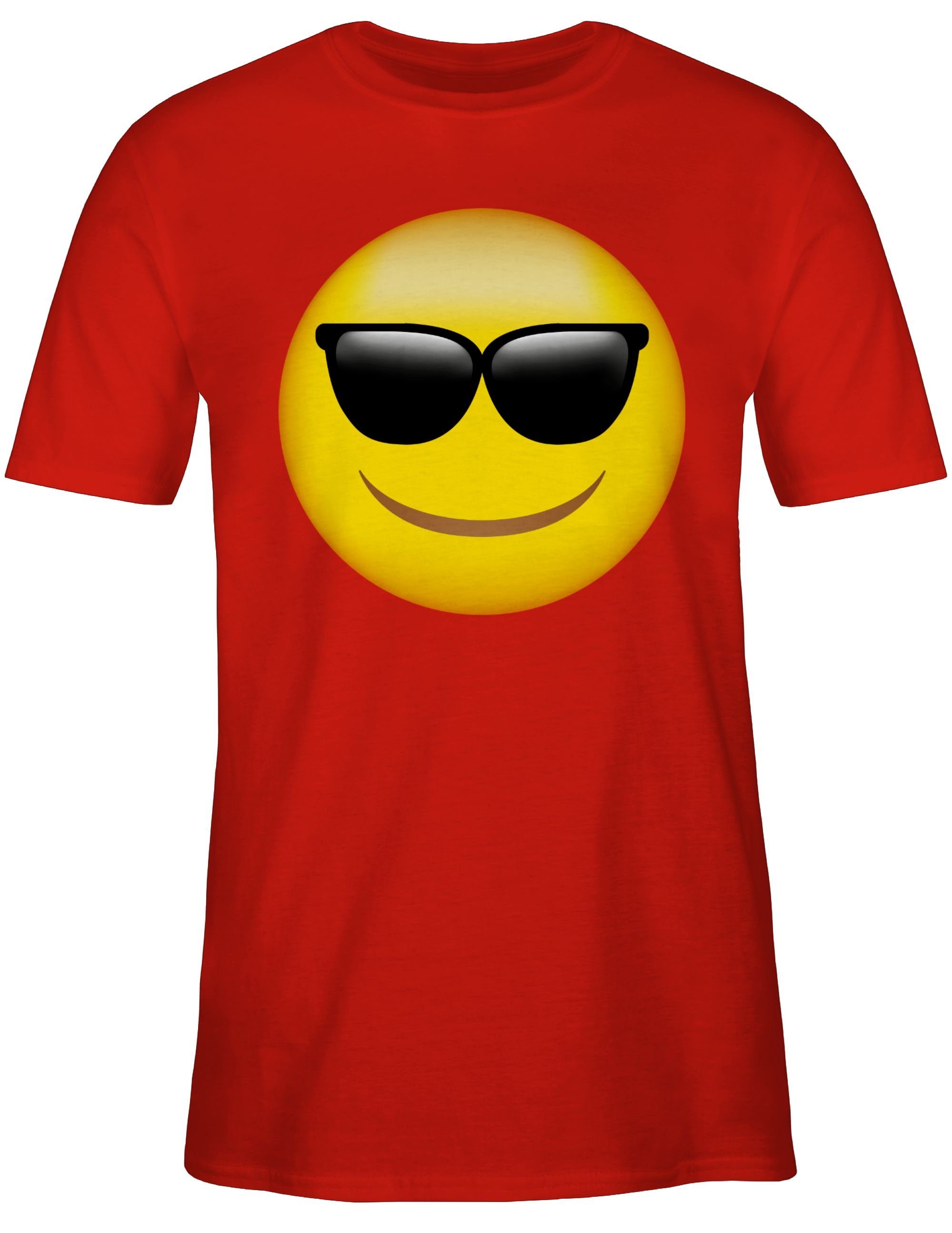 Rot Sommer 03 / Anime Emoticon Cartoon T-Shirt Manga Sonne Sonnenbrille Shirtracer