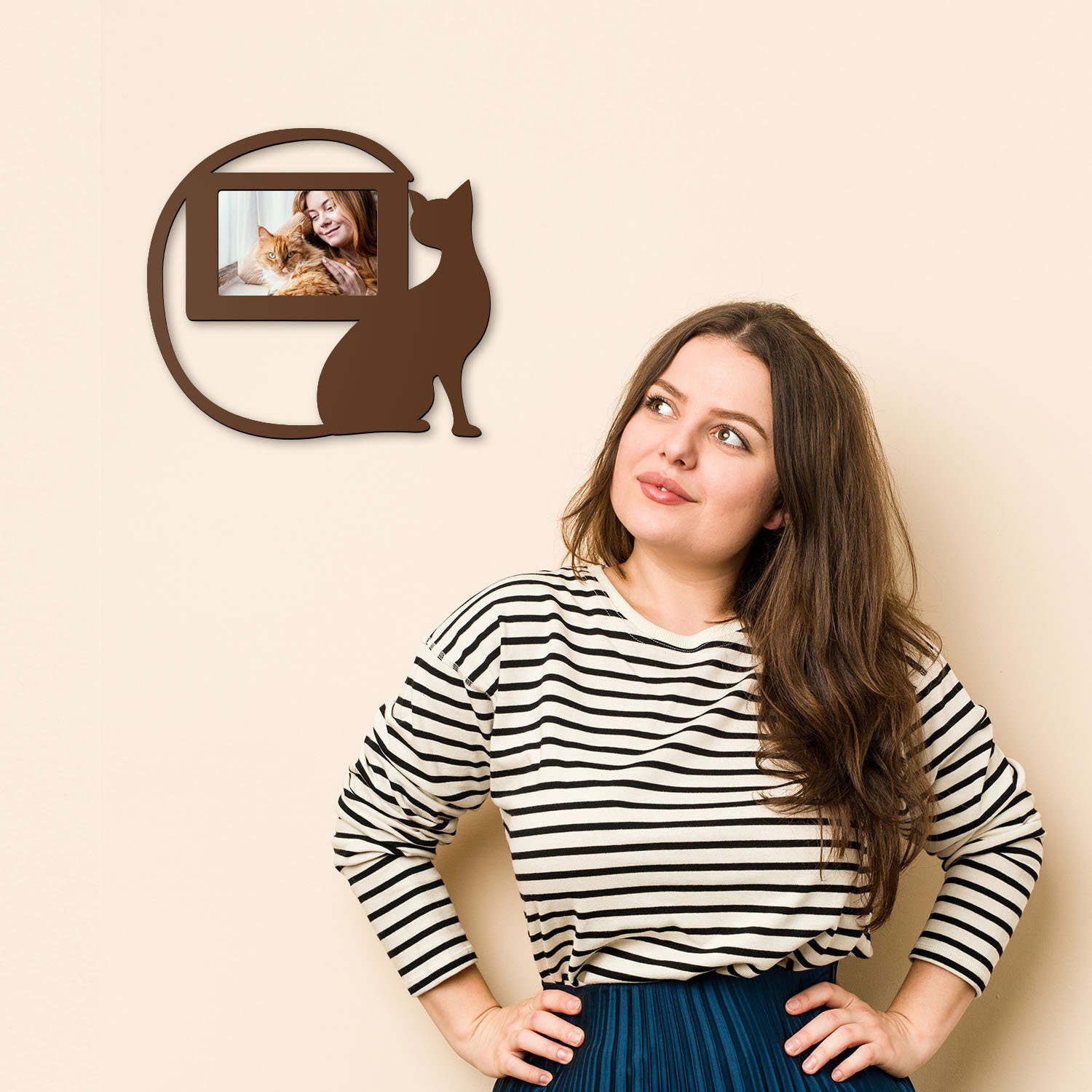 Namofactur Bilderrahmen Katze Fotorahmen aus Holz, günstig online kaufen