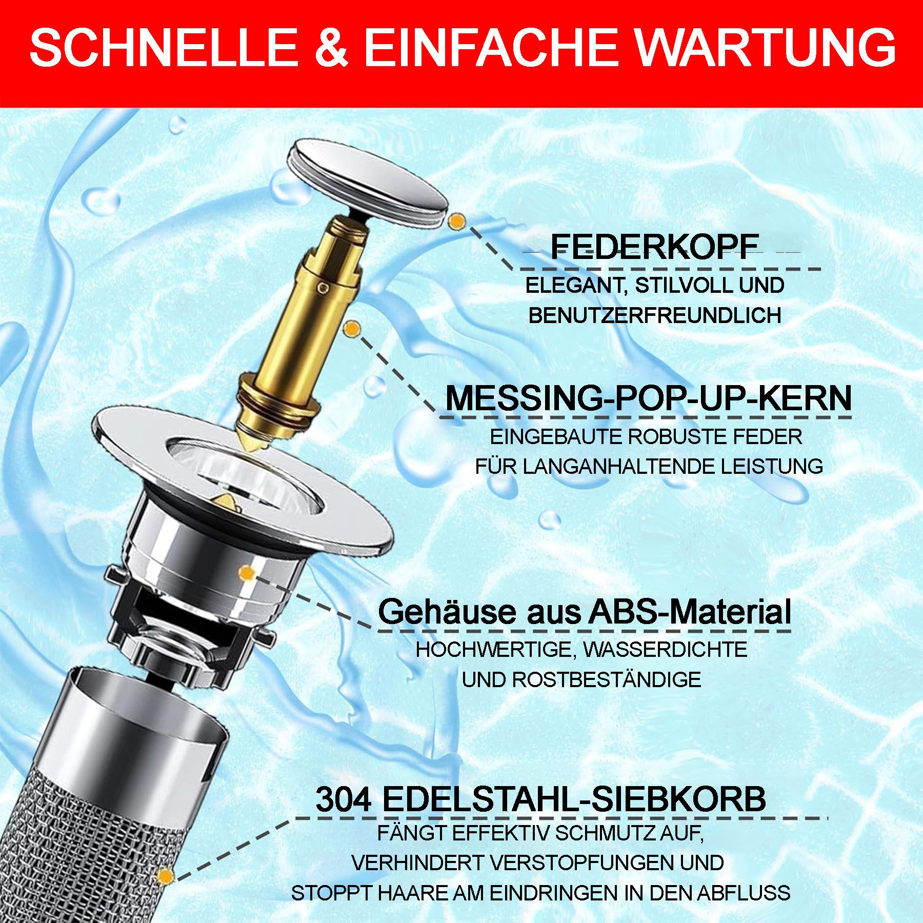 Mutig Waschbeckenstöpsel Pop Up Abflusssieb,2 Stück günstig online kaufen
