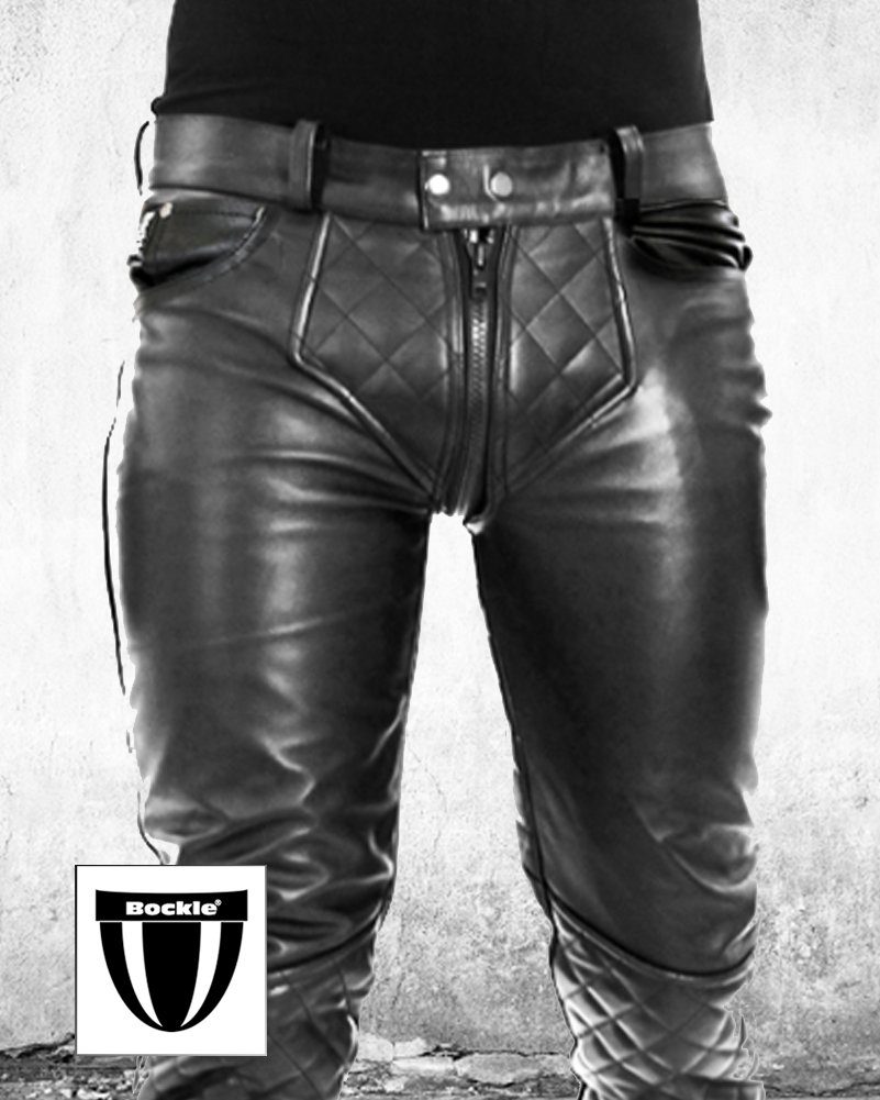 Bockle® Black Shine Lederhose Lederjeans Leather Pants Glänzend Schwarz Röhre 