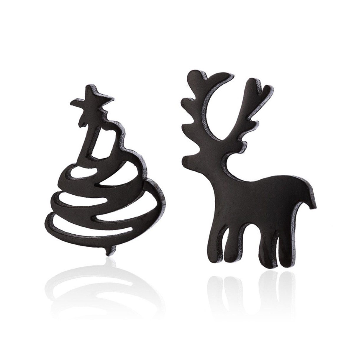 XDeer Ohrstecker-Set Ohrstecker Weihnachten Elch Weihnachtsbaum Edelstahl Ohrringe, Mini Piercing Schmuck für Damen Schwarz