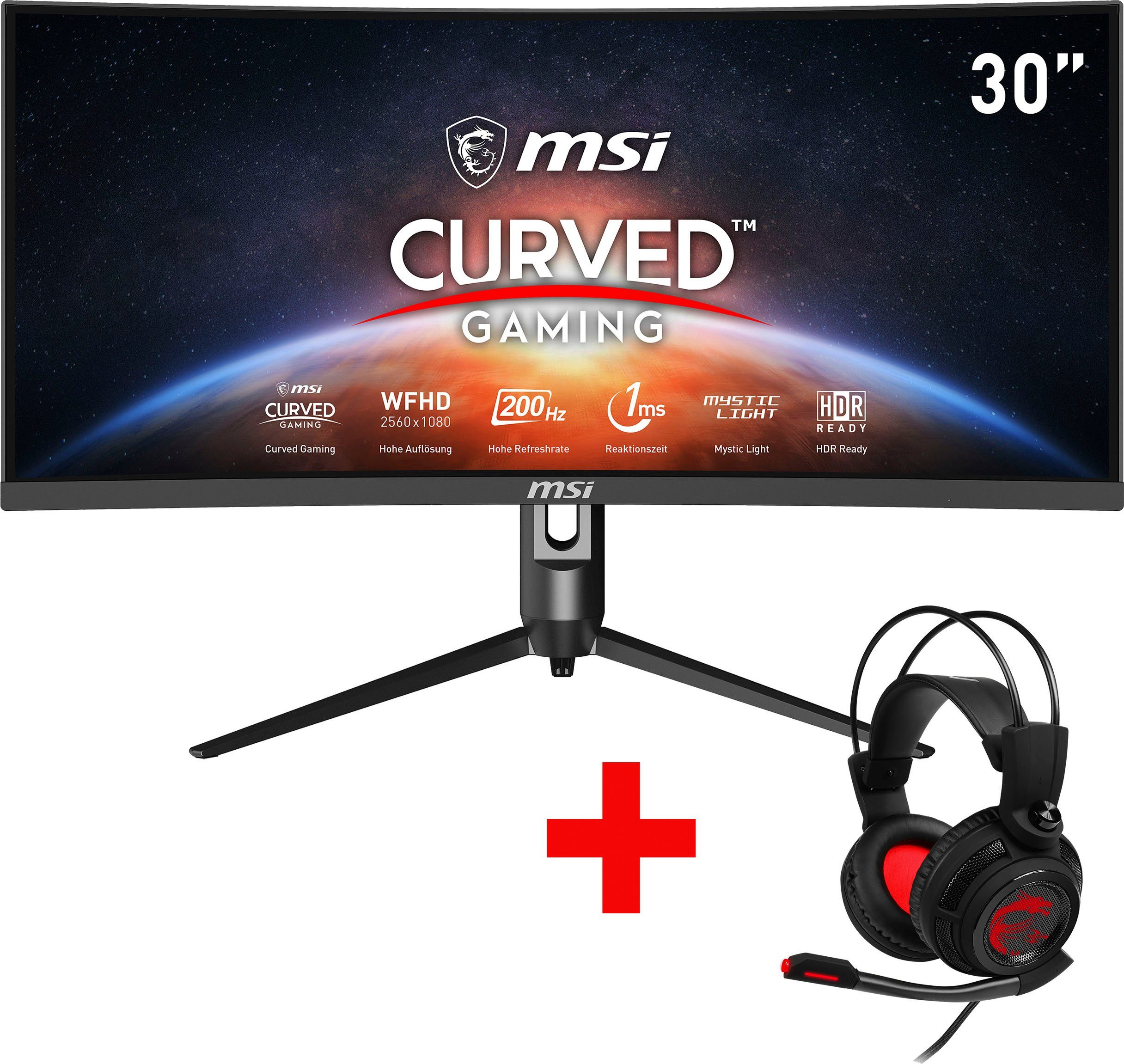 3 Optix Hz, 200 Reaktionszeit, ms WFHD, ", px, Herstellergarantie) cm/30 LED, MSI höhenverstellbar, x Jahre 1 Curved-Gaming-LED-Monitor (76 1080 2560 VA MAG301CR2