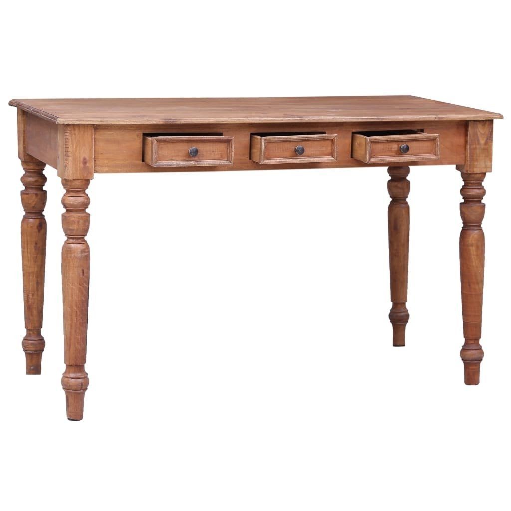 vidaXL Schreibtisch aus Recyceltes Massivholz in braun mit 3 Schubladen (LxBxH: 117x57x75 cm)