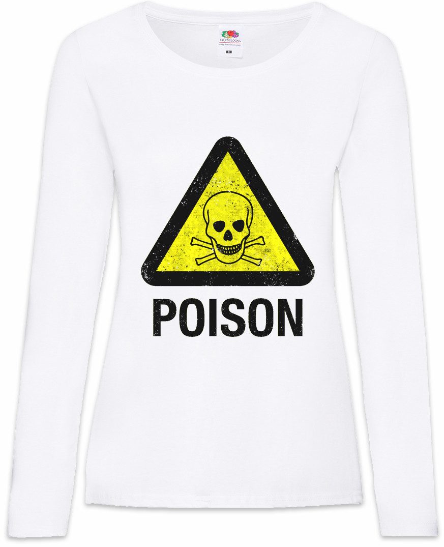 Langarmshirt Caution Poison Vintage Logo Sign Damen Langarmshirt Gift Ätzend Giftig