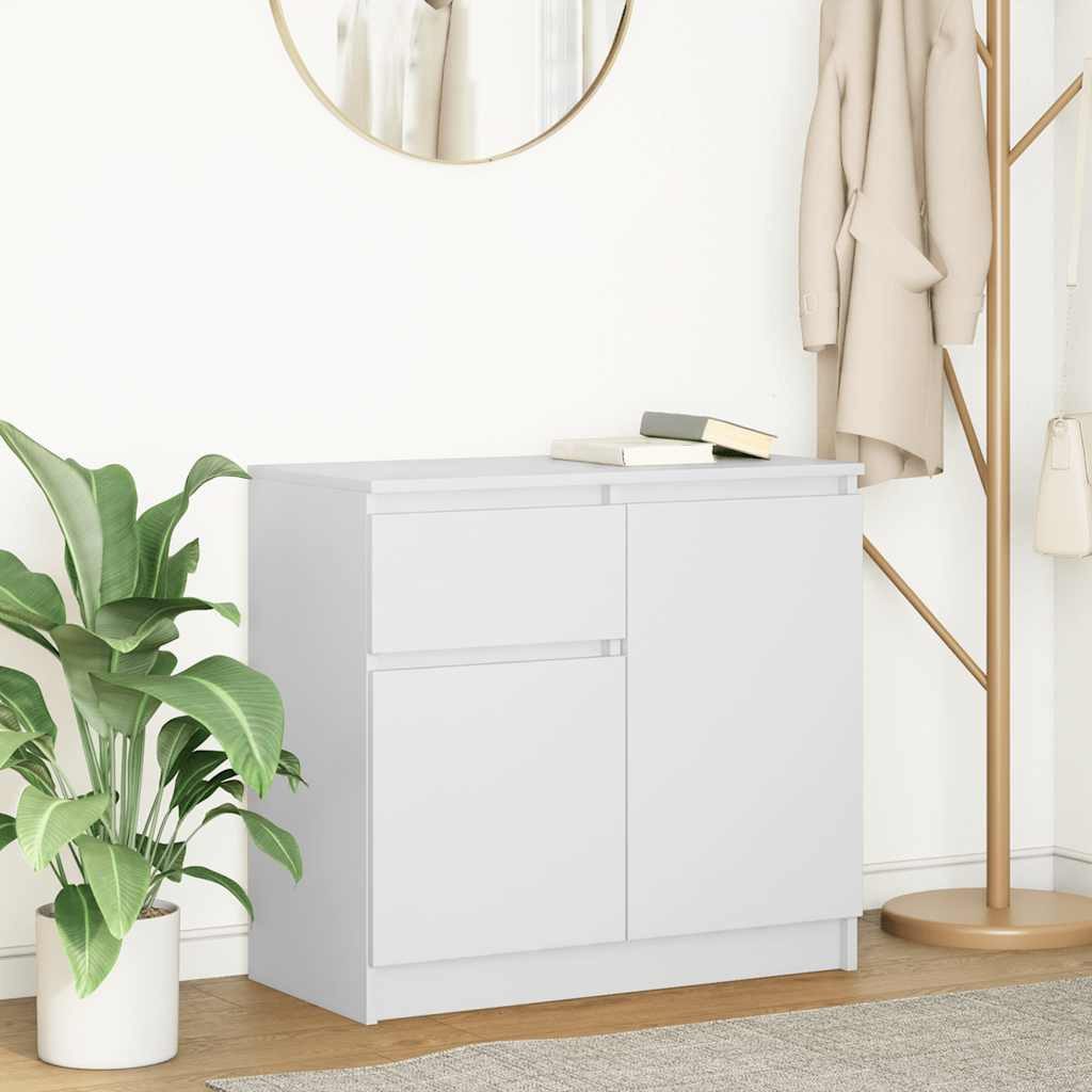 vidaXL Sideboard Sideboard mit Schublade Weiß 71x35x65 cm Holzwerkstoff (1 St)