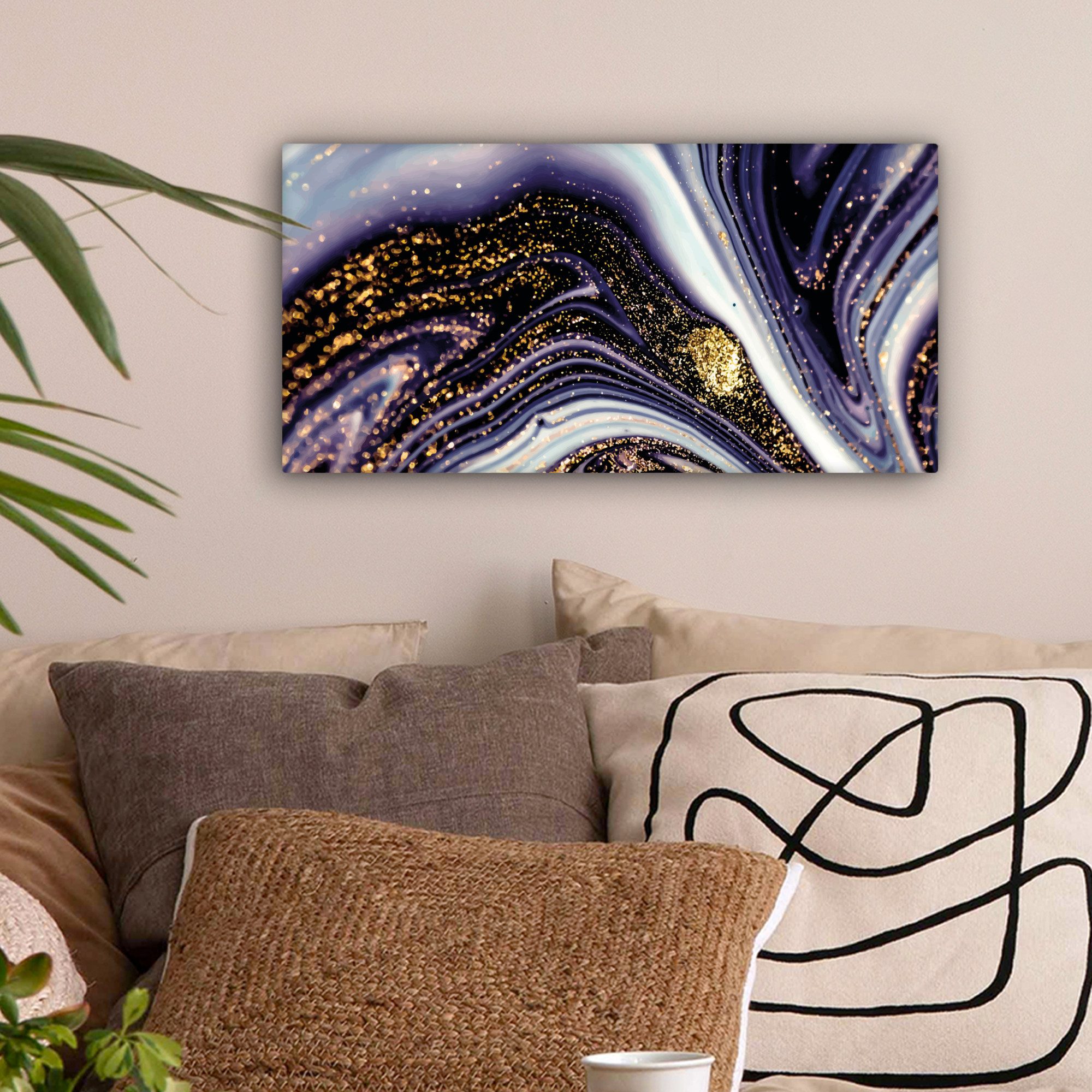 OneMillionCanvasses® Leinwandbild Panorama Marmor - Lila günstig online kaufen