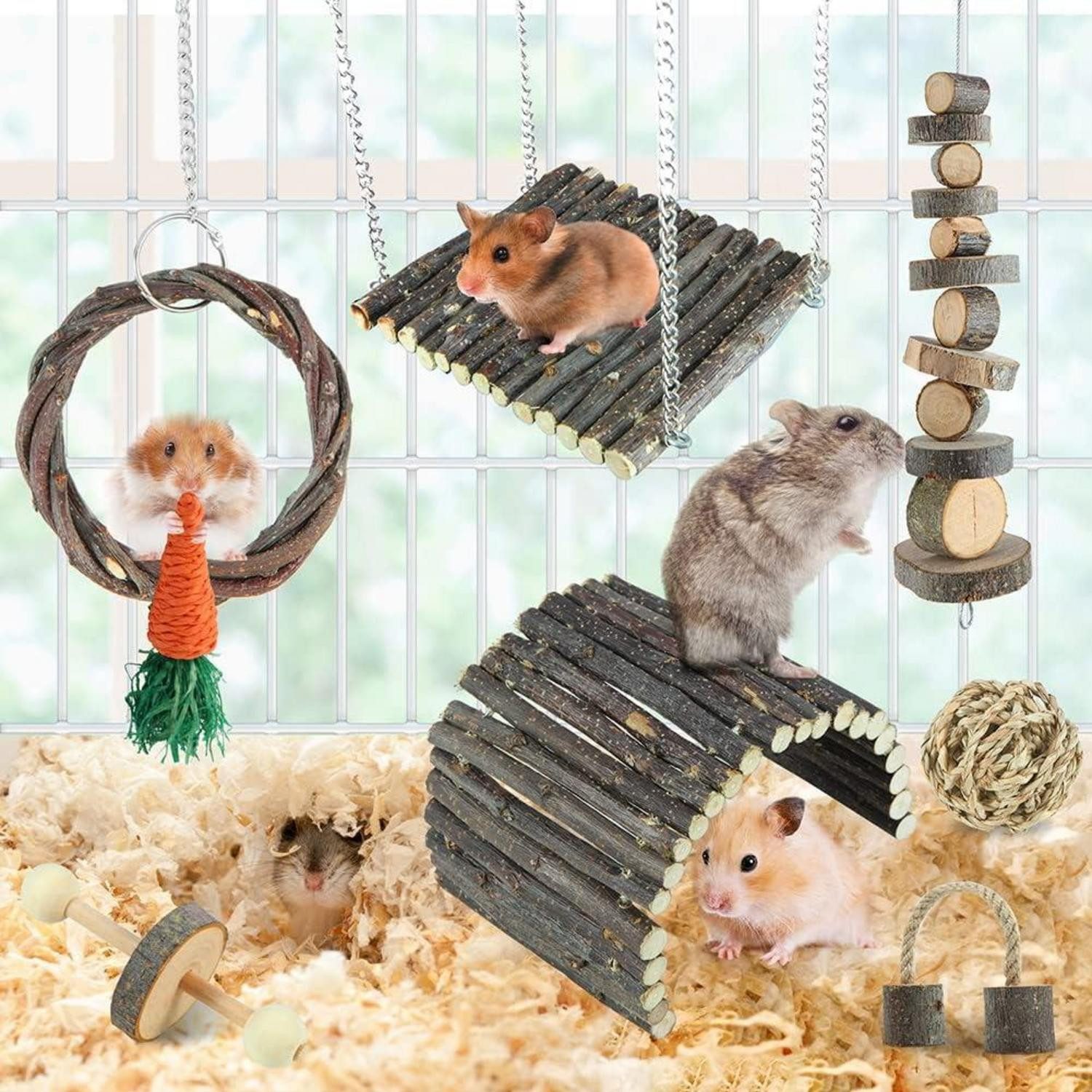 LuxusKollektion Kleintierkäfig Hamster Spielzeug Set Apfelholz günstig online kaufen